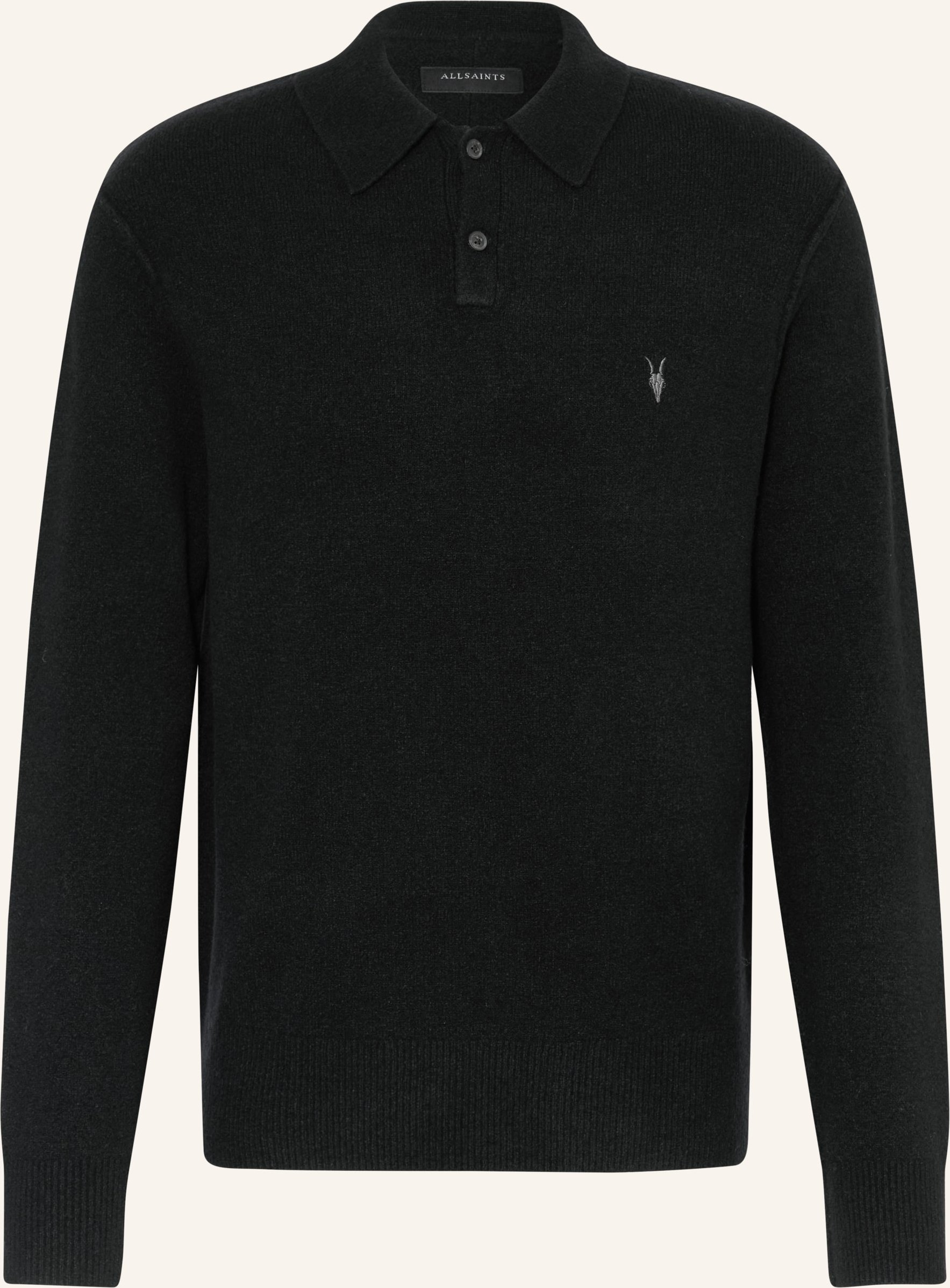 Allsaints Strick-Poloshirt Statten schwarz