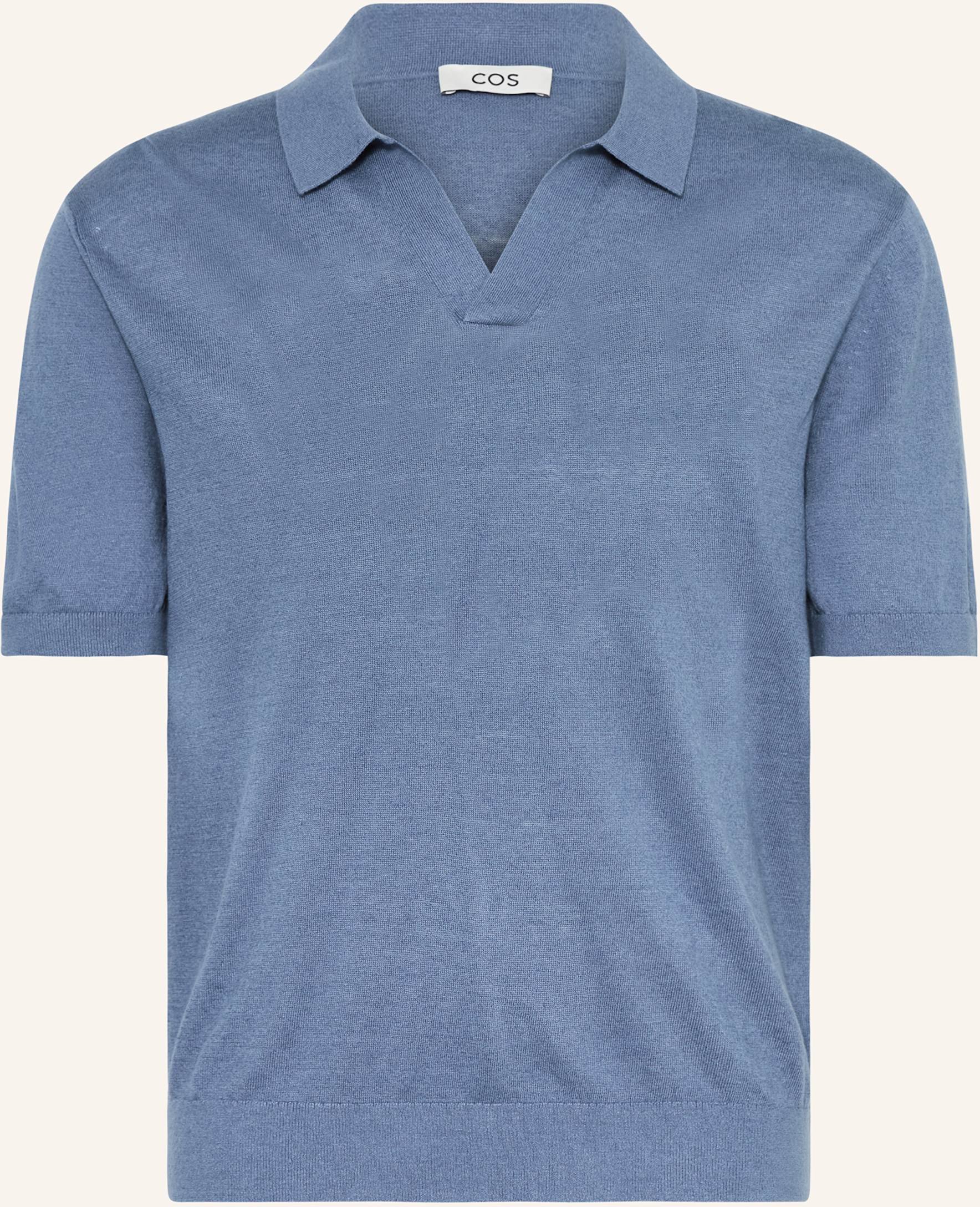 Cos Strick-Poloshirt Loose Fit Aus Leinen blau