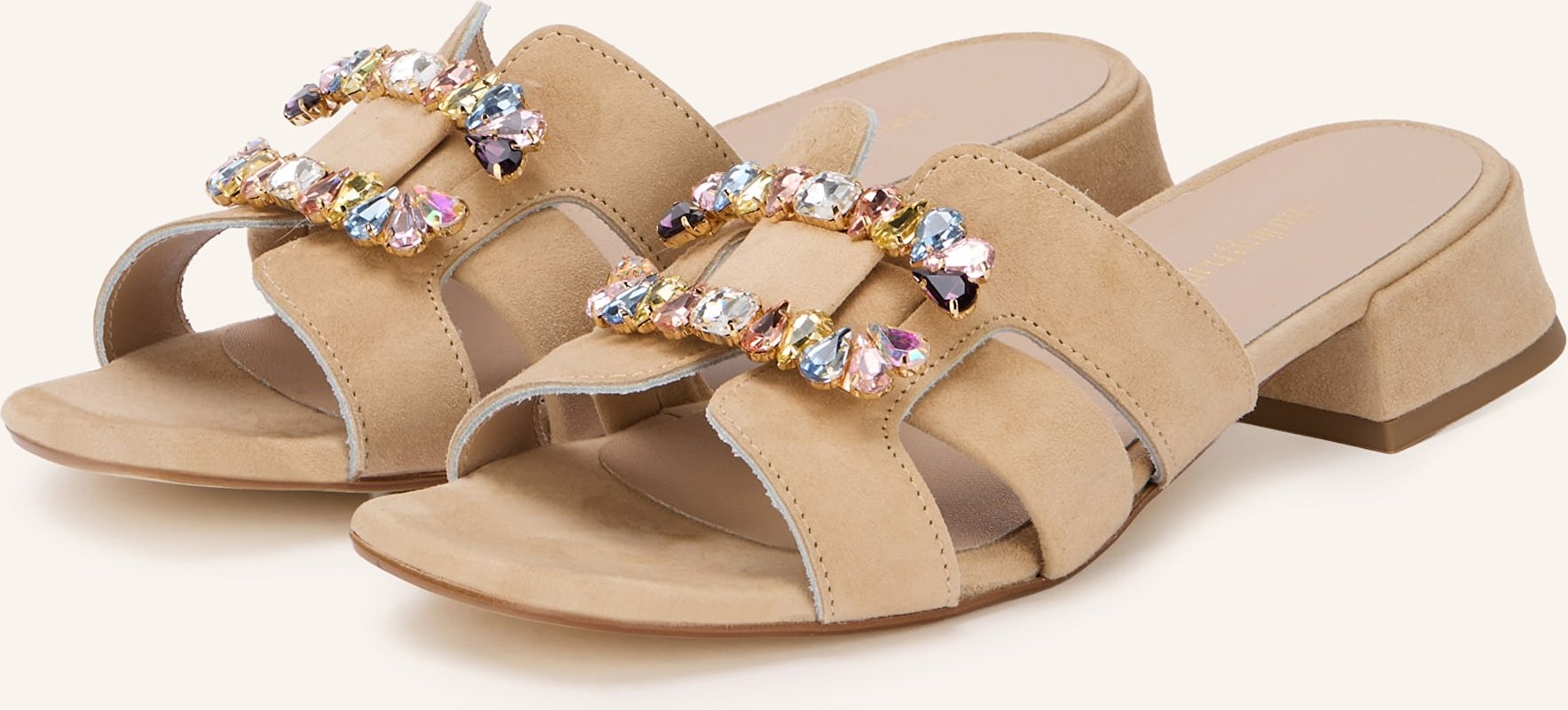 Darling Harbour Mules Mit Schmucksteinen beige