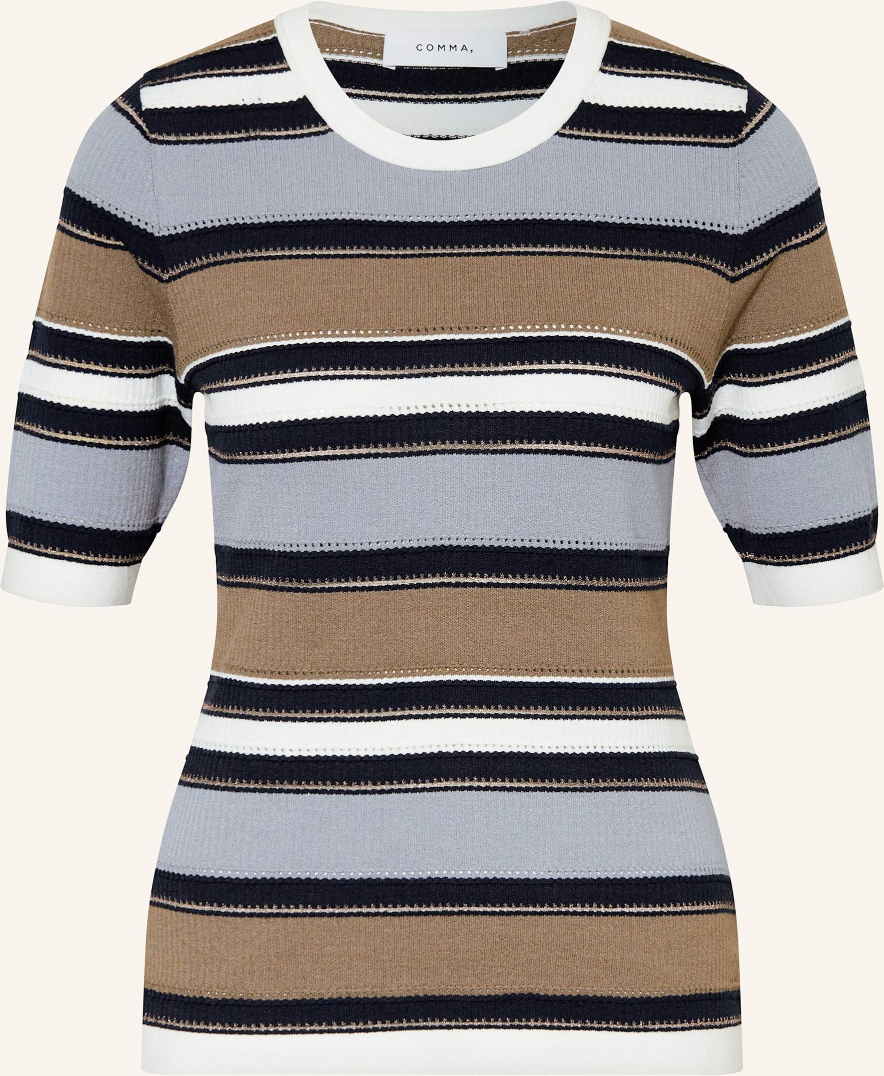 Comma Strickshirt Mit Glitzergarn braun