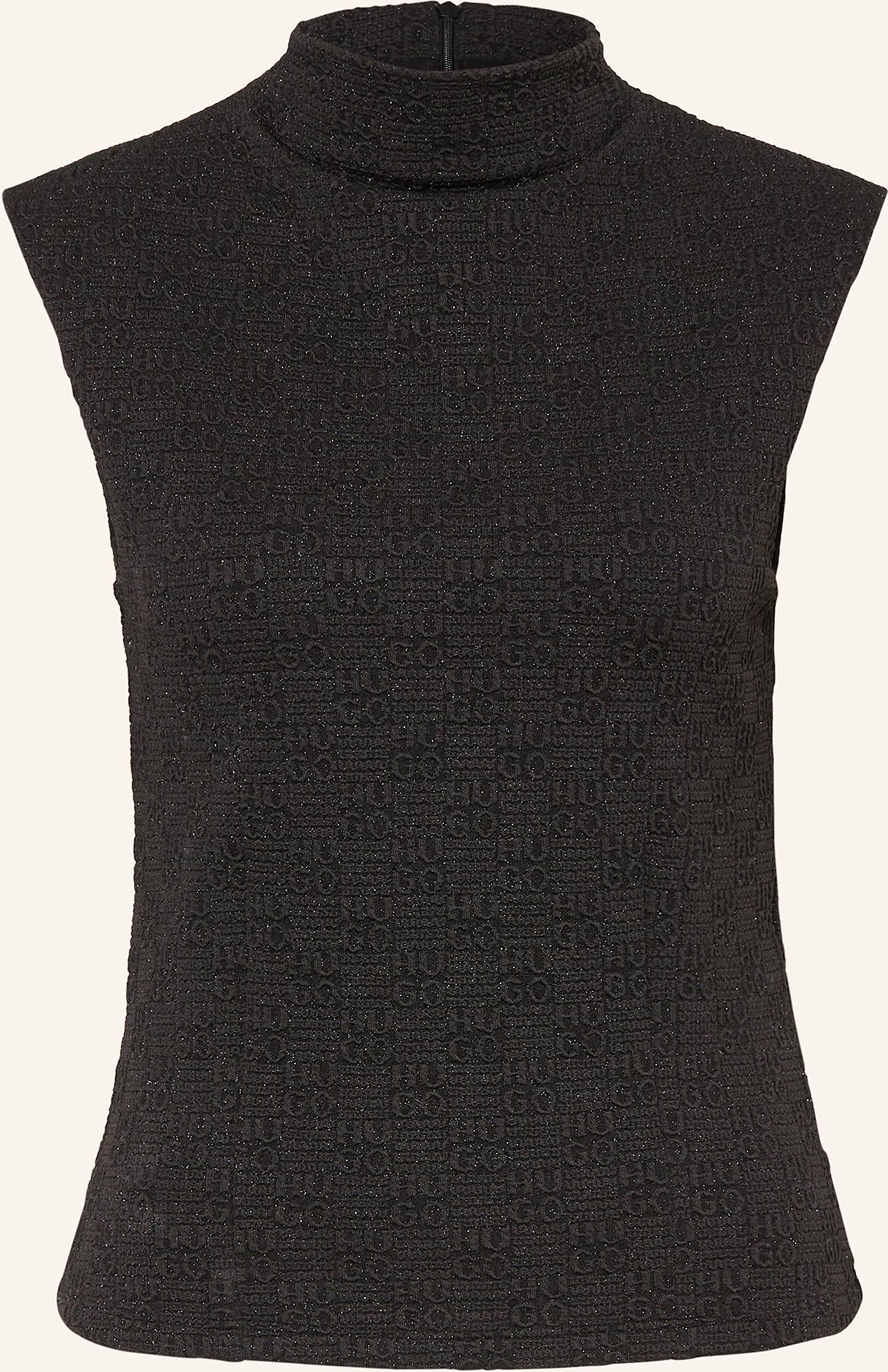 Hugo Top Daired Mit Glitzergarn schwarz