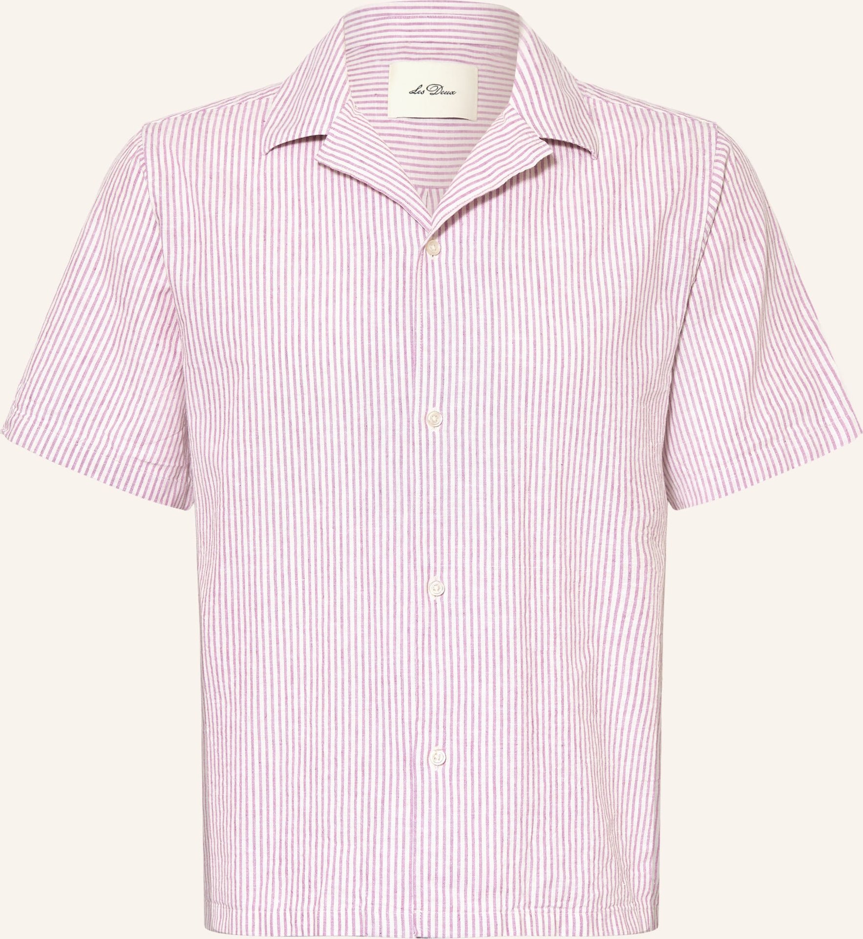 Les Deux Resorthemd Lukas Regular Fit Mit Leinen pink