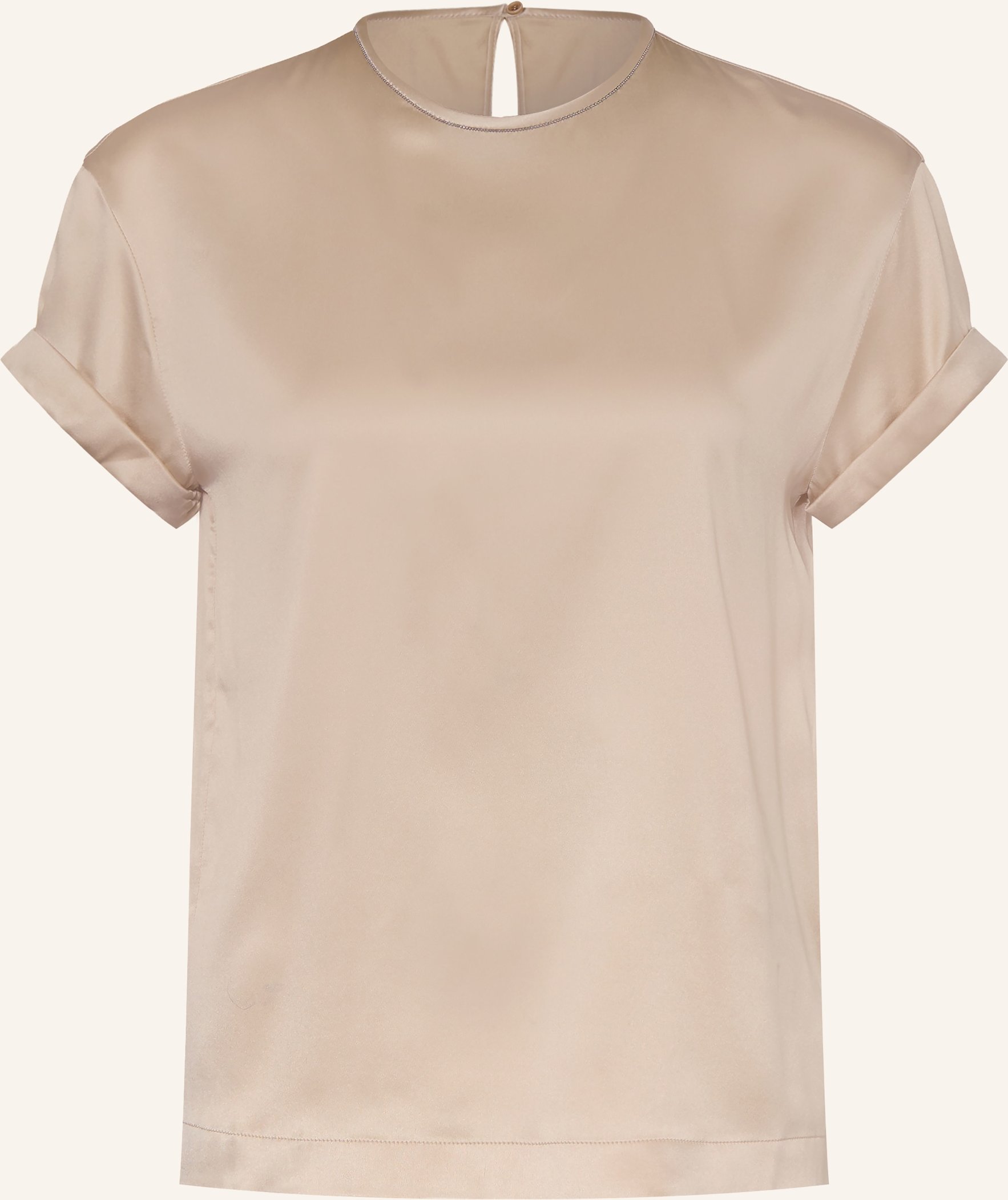 Brunello Cucinelli Blusenshirt Aus Seide Mit Schmucksteinen beige