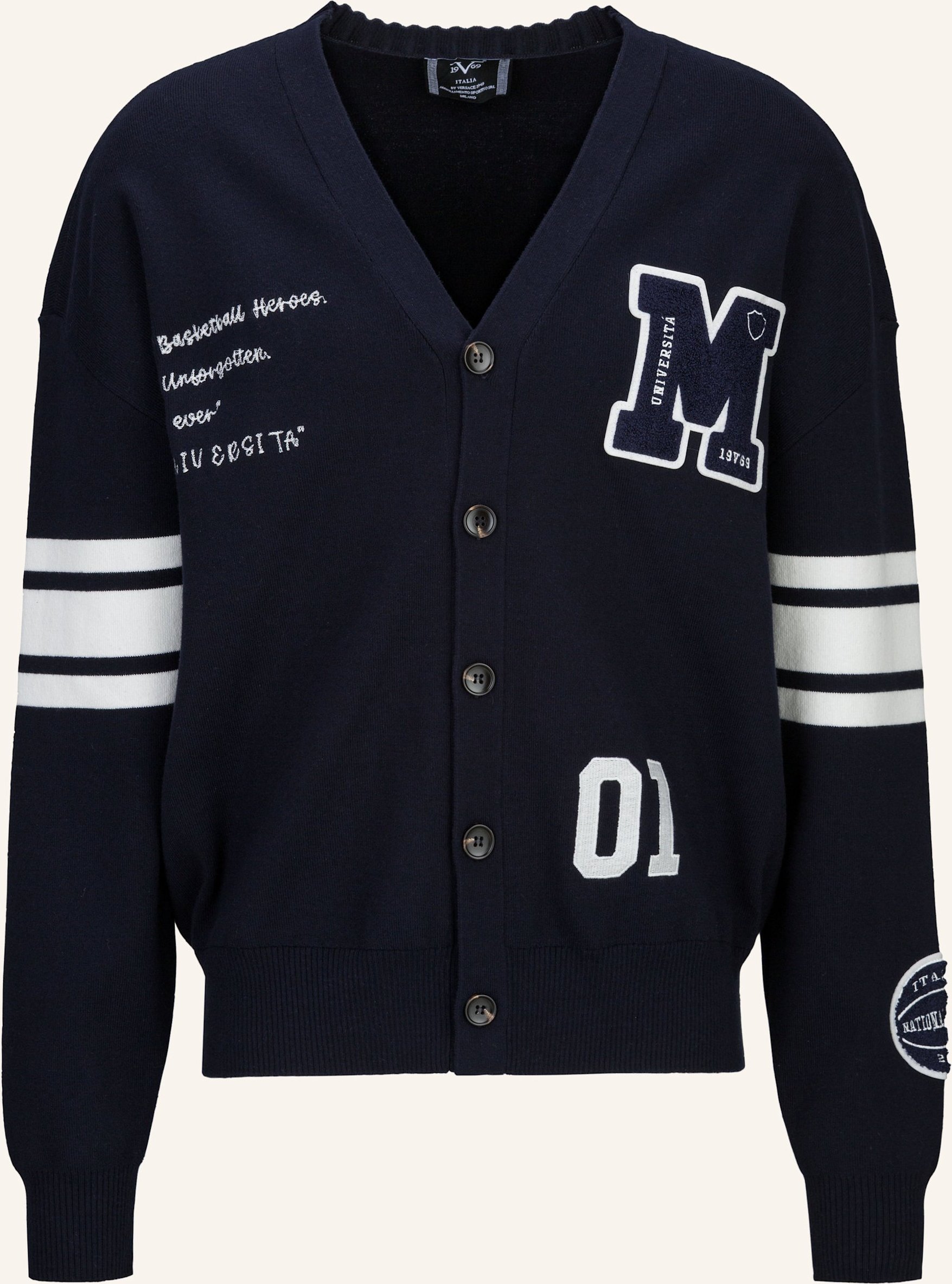 19V69 Italia Strickjacke Aldo College blau