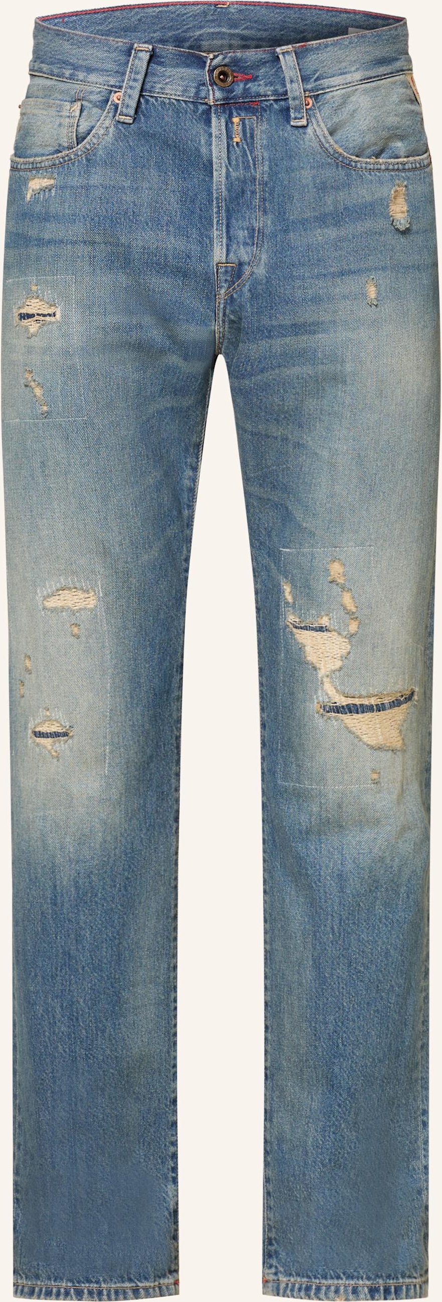 Thumbnail - Replay Destroyed Jeans Deryck Regular Fit blau