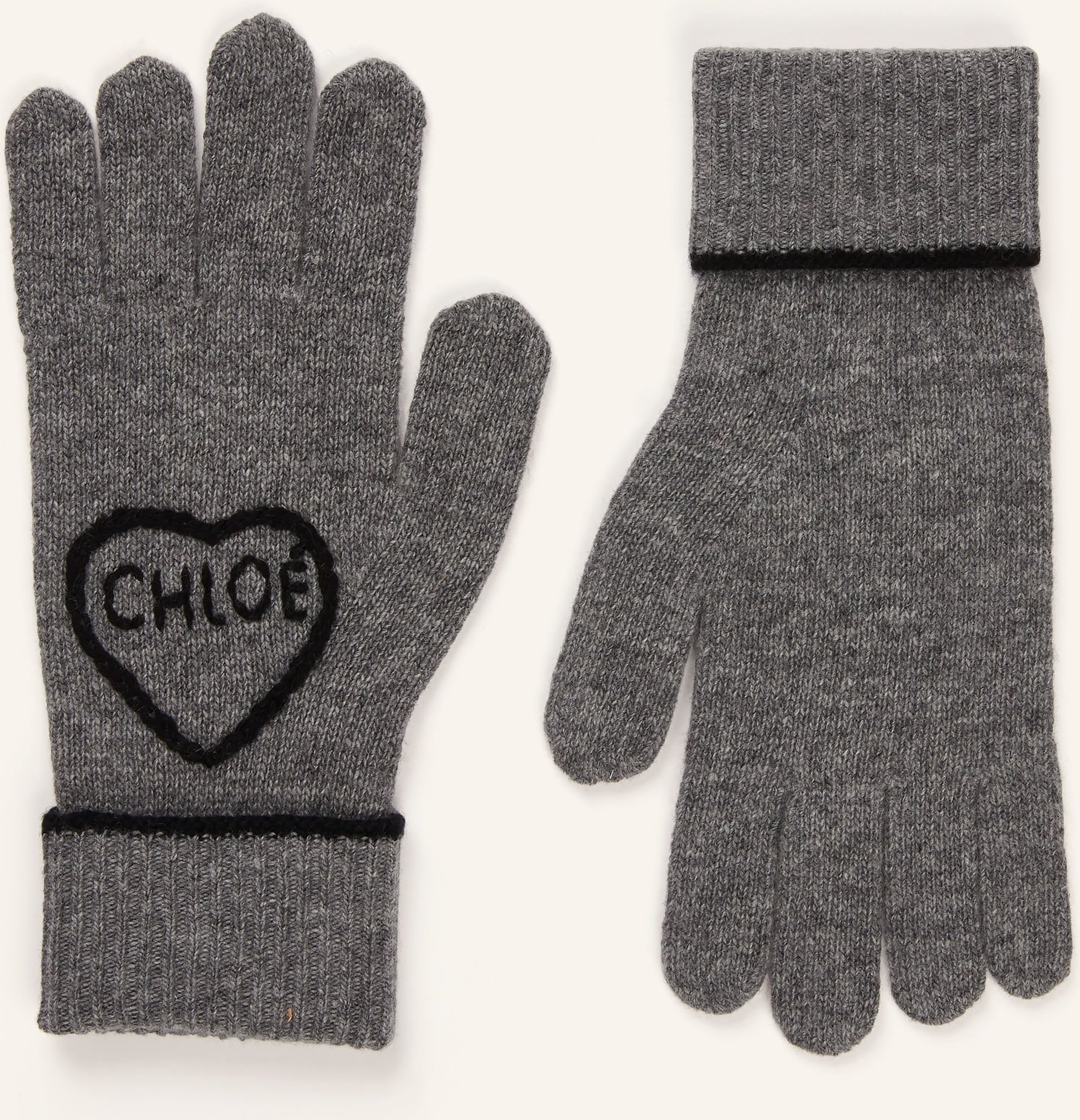 Chloé Handschuhe Encoeur grau
