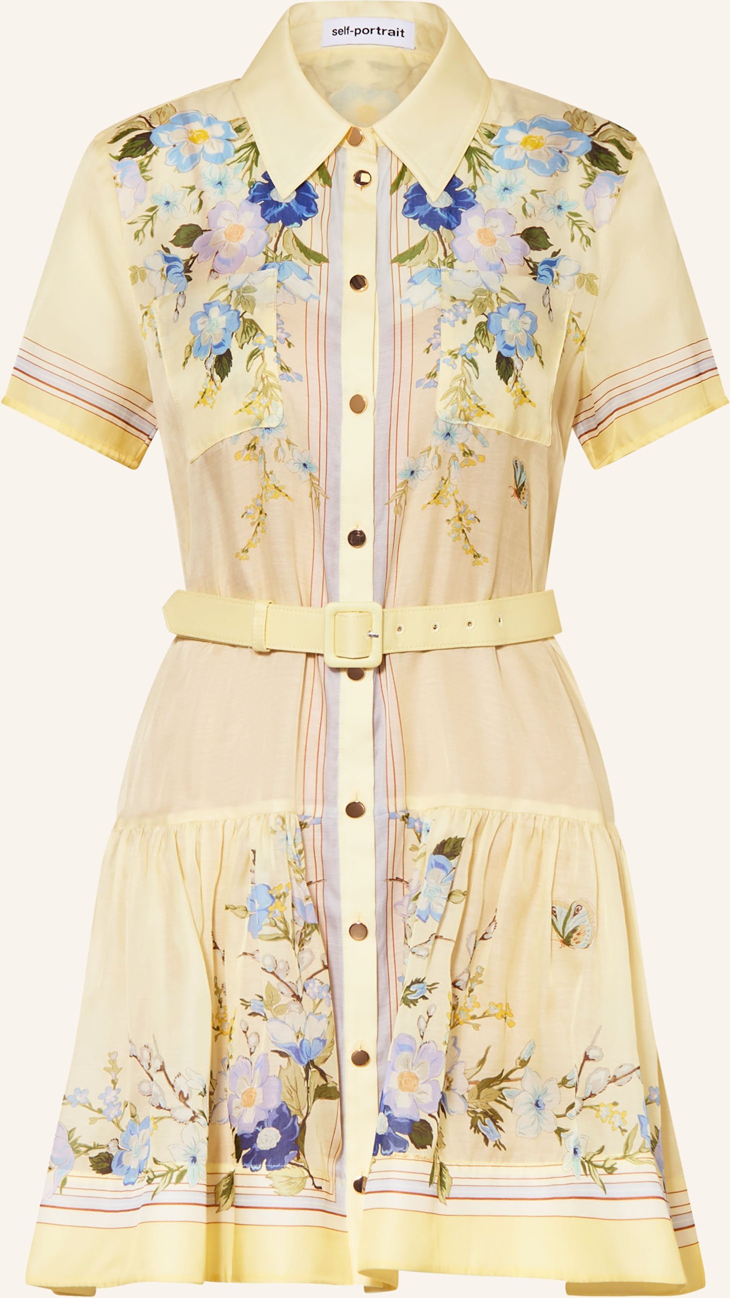 Self-Portrait Hemdblusenkleid gelb