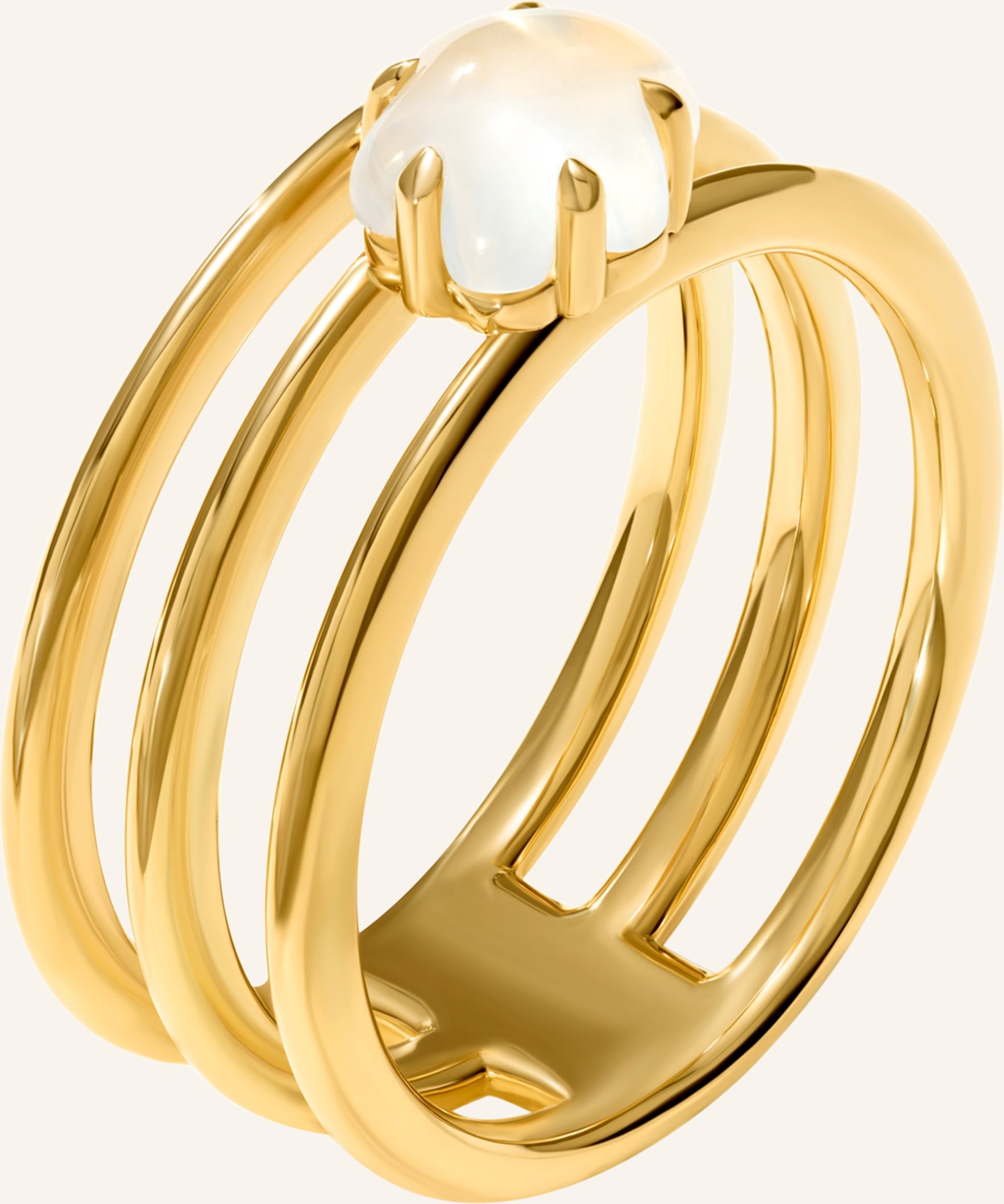 Vieri Ring Wolke Milchquarz Dreireihig gold