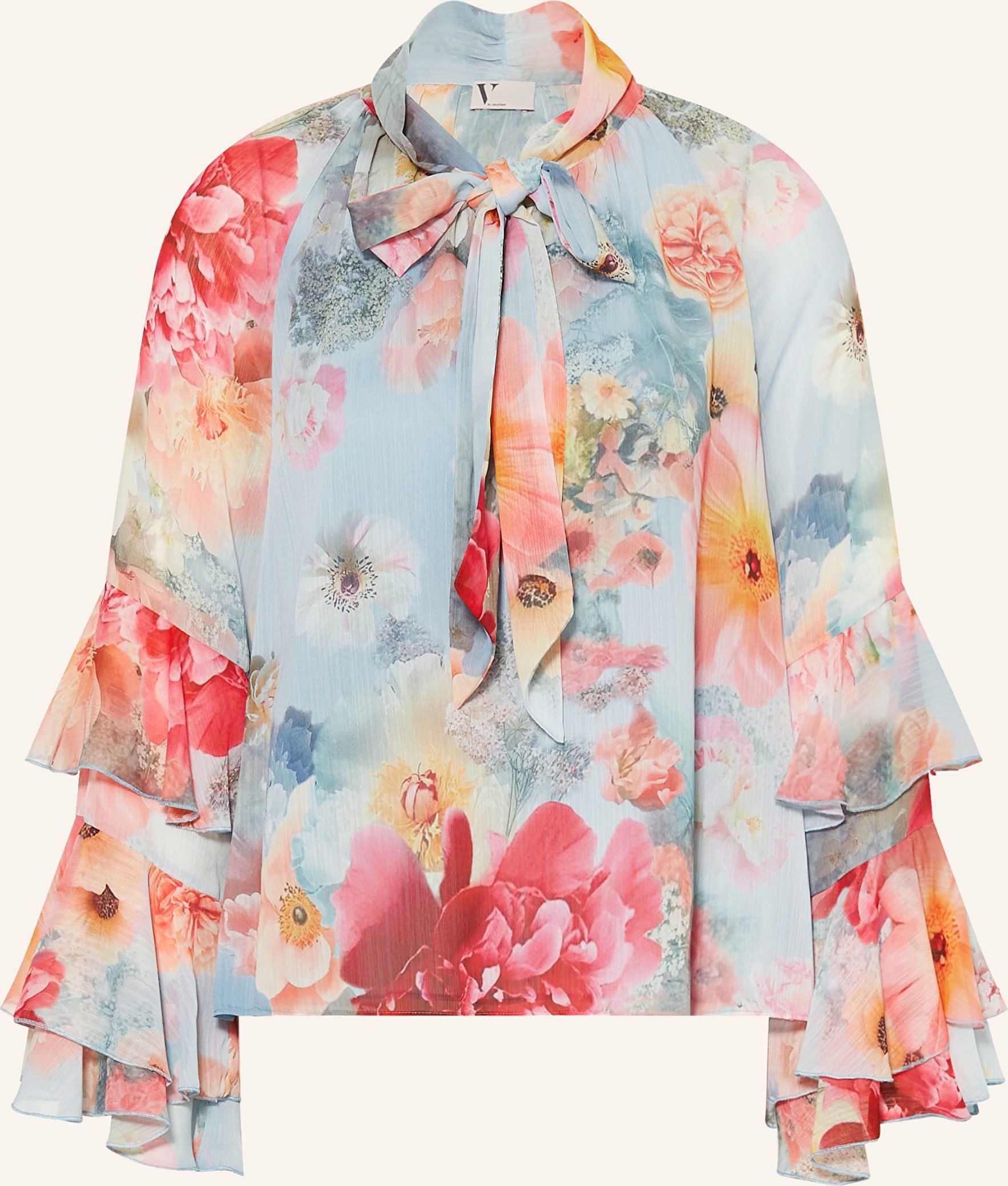 V By Vera Mont Schluppenbluse Mit Volants blau