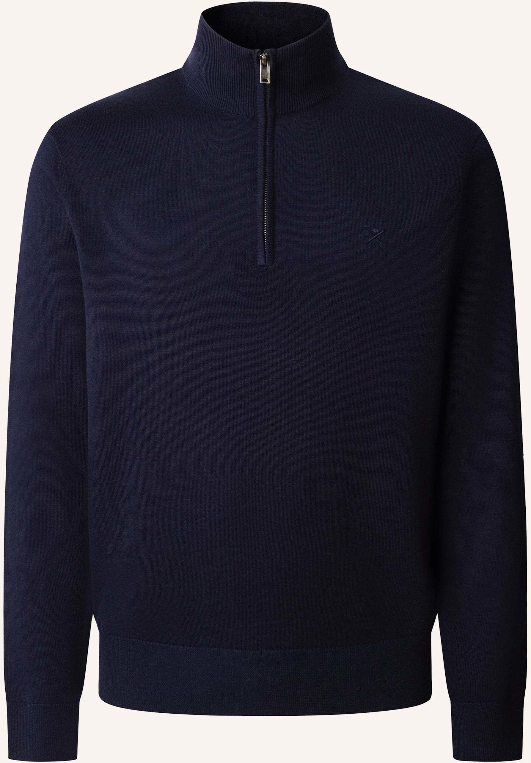 Hackett London Pullover Cotton Silk Hzip blau