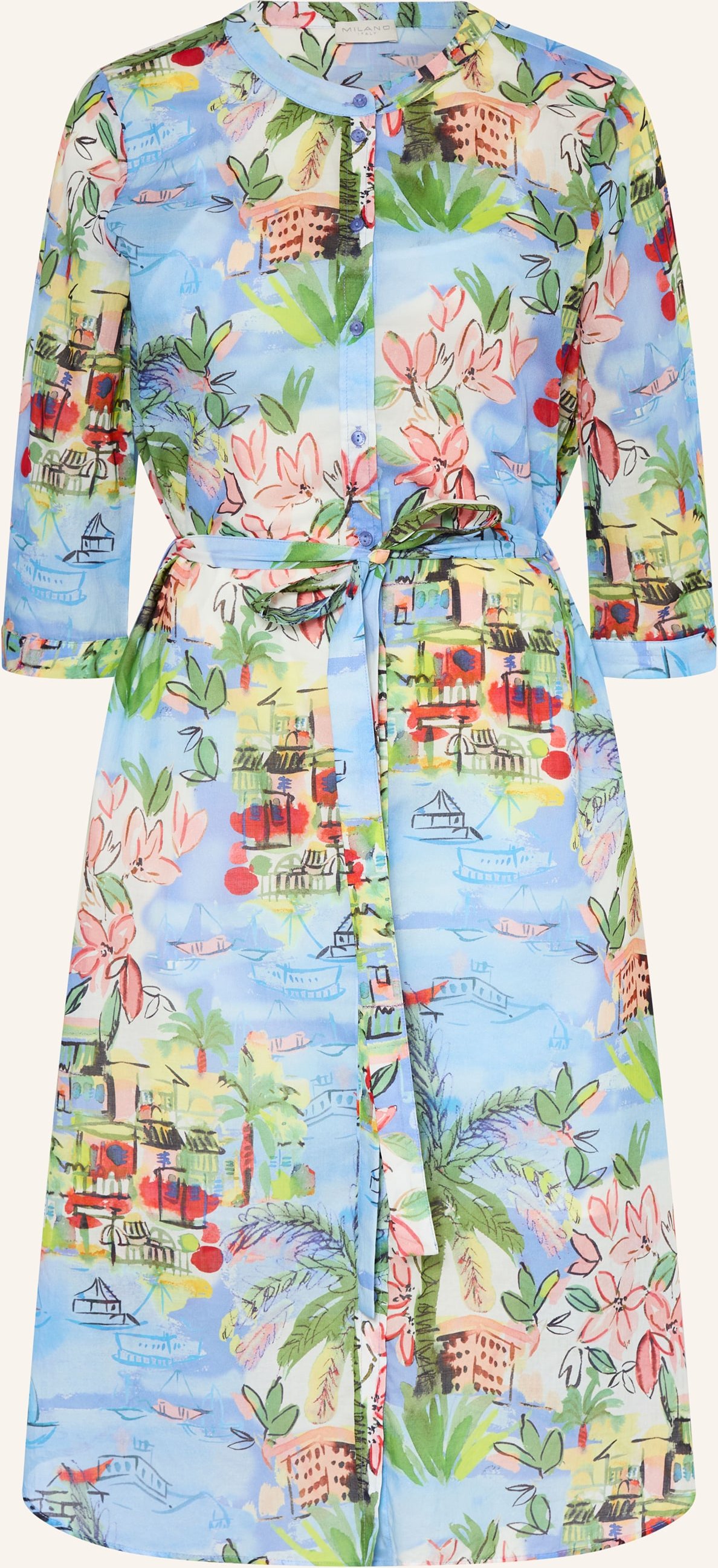 Milano Italy Kleid Mit 3/4-Arm blau