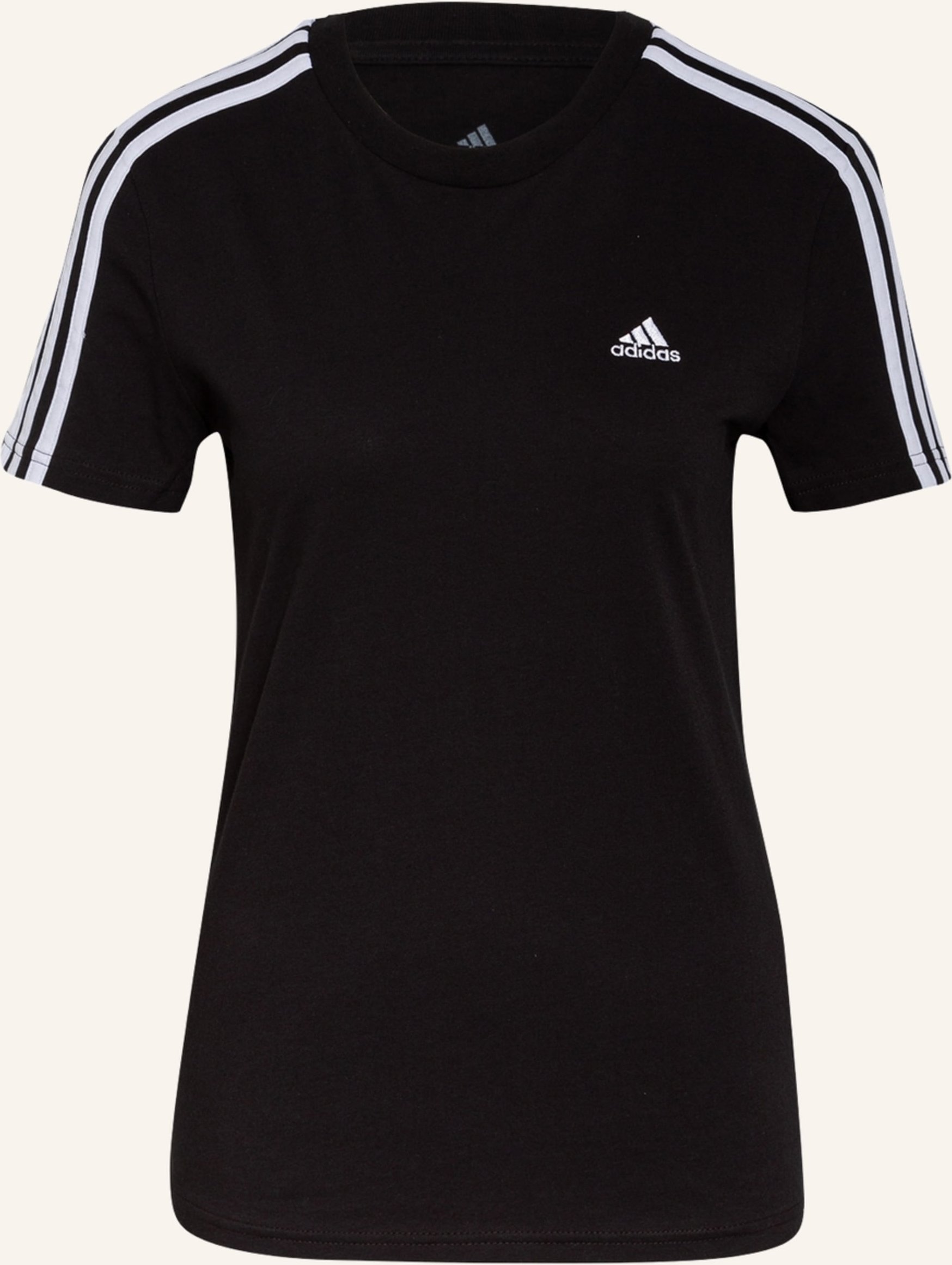 Adidas T-Shirt Essentials Slim 3-Stripes schwarz
