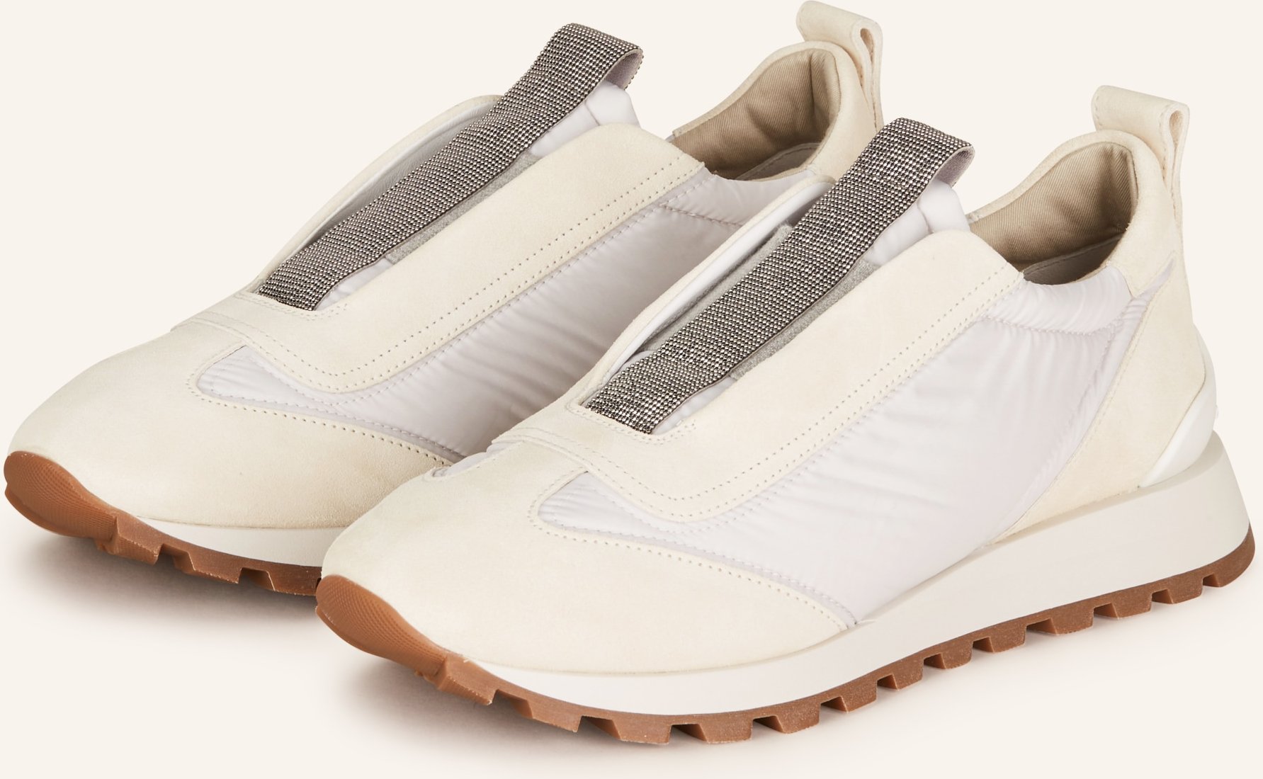 Brunello Cucinelli Slip-On-Sneaker Mit Schmucksteinen weiss