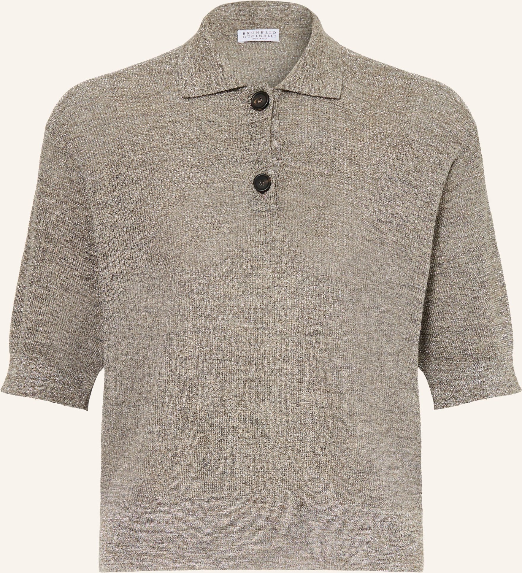 Brunello Cucinelli Strick-Poloshirt Mit Leinen Und Glitzergarn braun