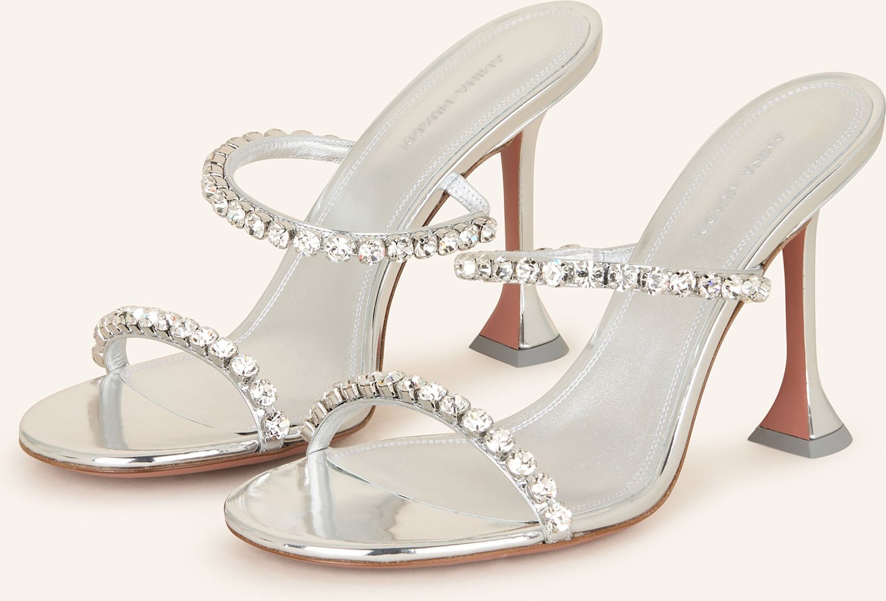 Amina Muaddi Mules Gigi Mit Schmucksteinen silber