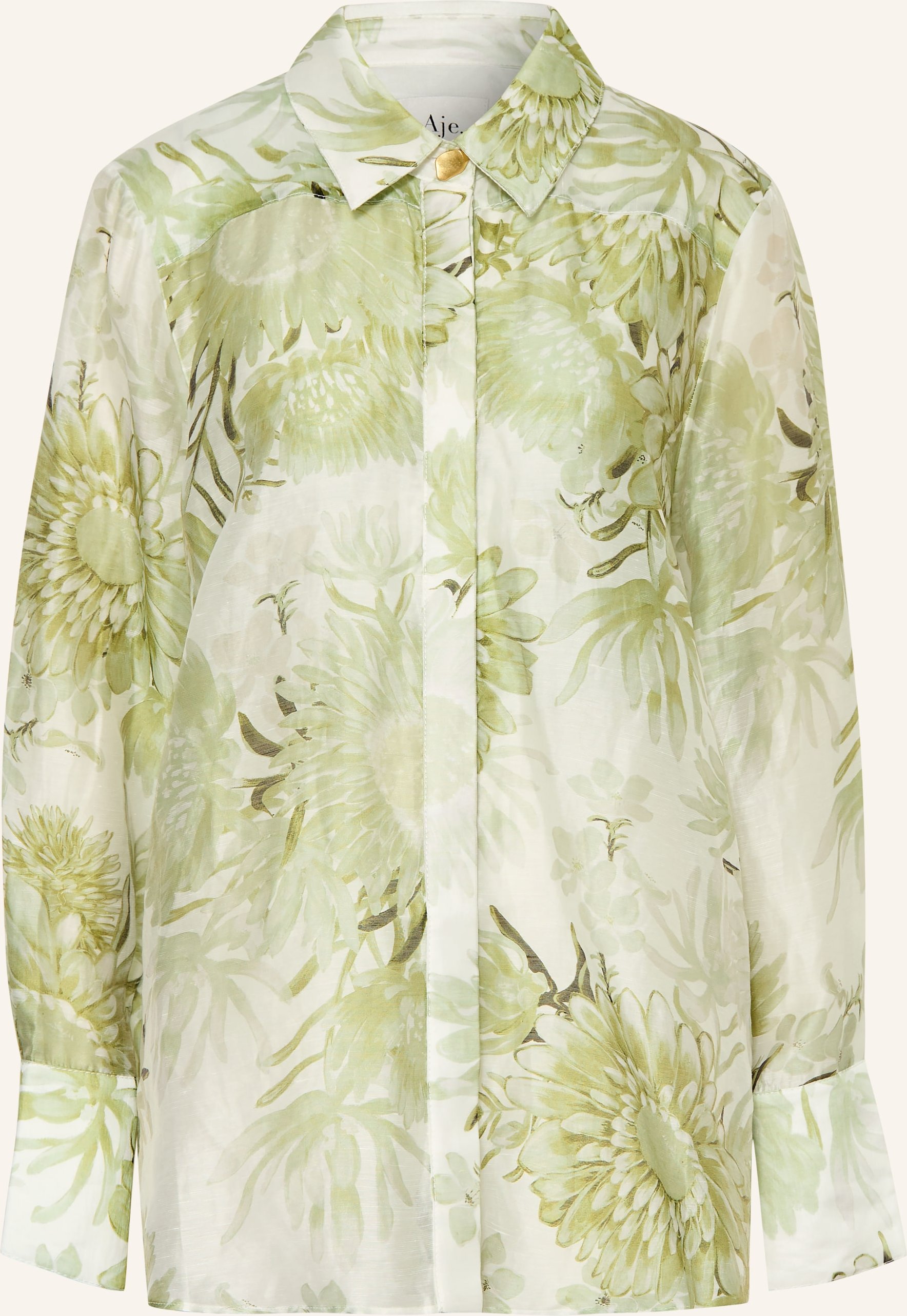 Aje. Hemdbluse Reflector Mit Leinen gruen