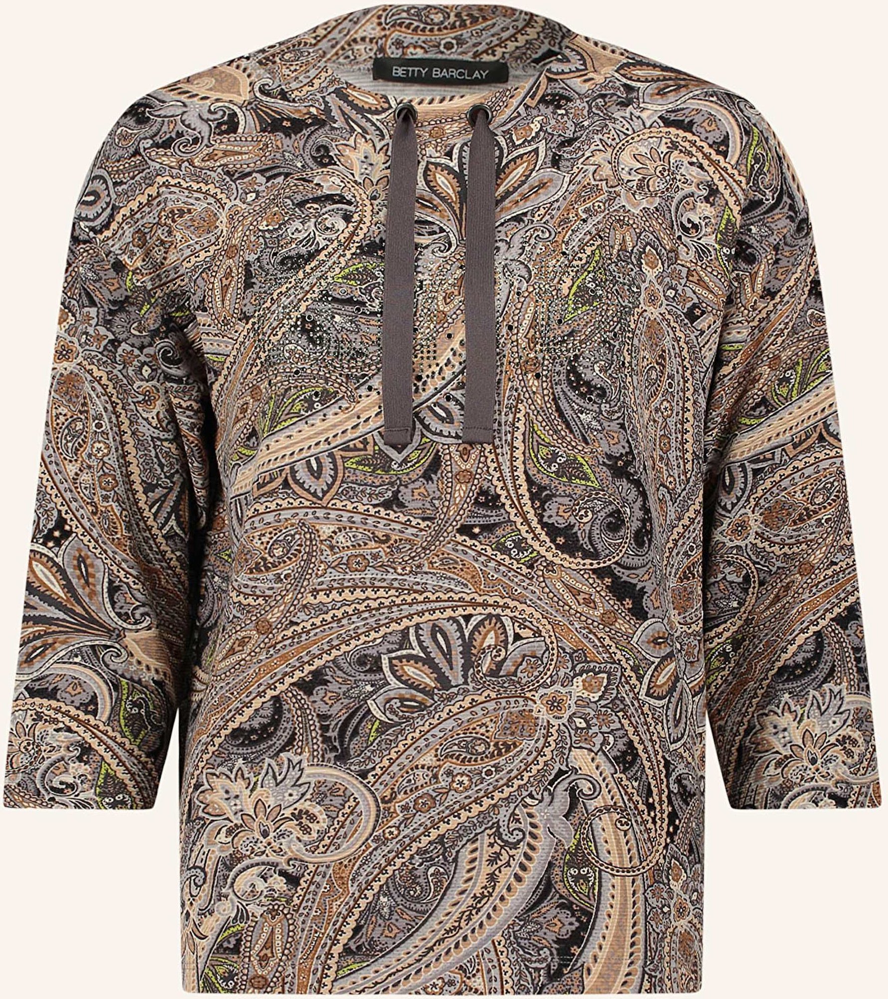 Betty Barclay Sweatshirt Mit 3/4-Arm Und Schmucksteinen grau