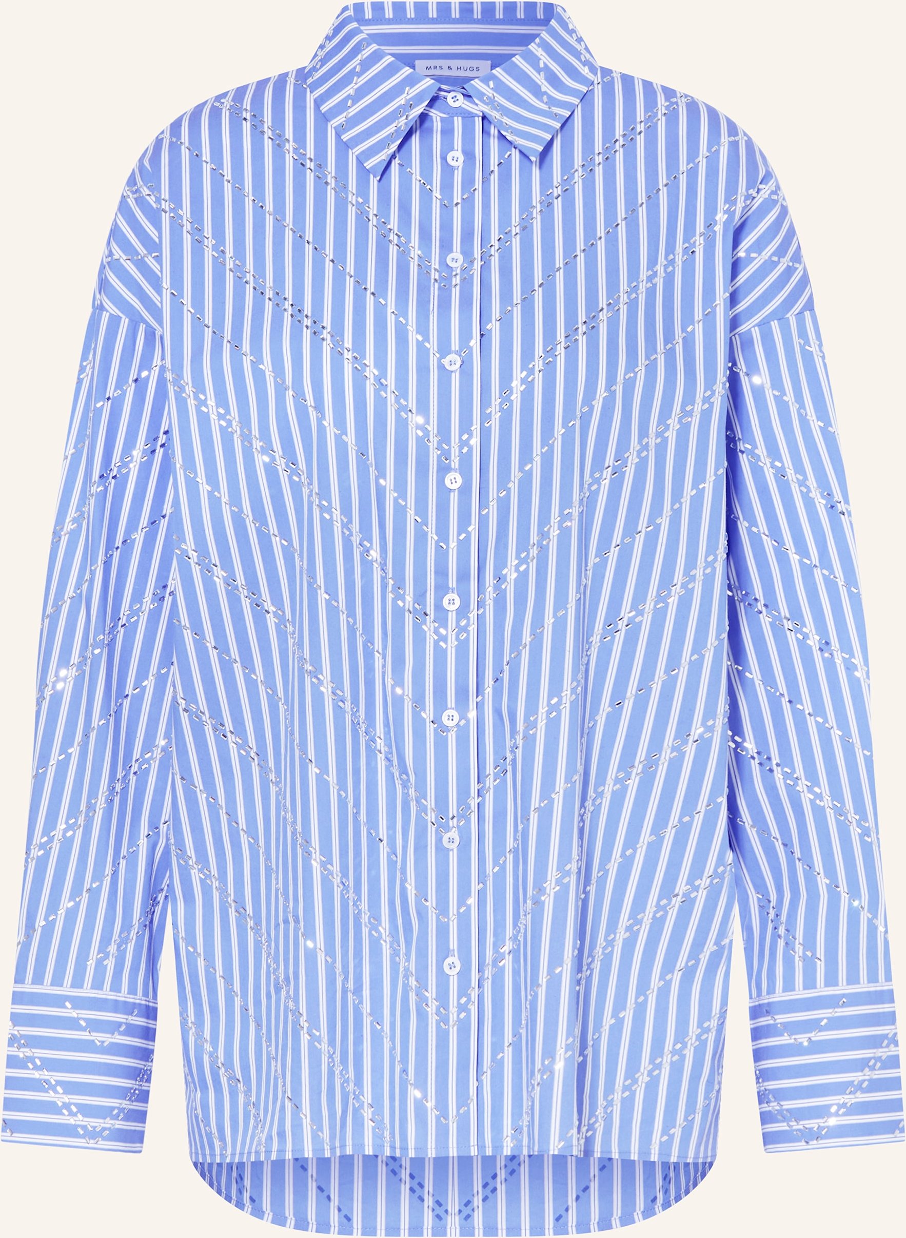 Mrs & Hugs Hemdbluse Mit Schmucksteinen blau
