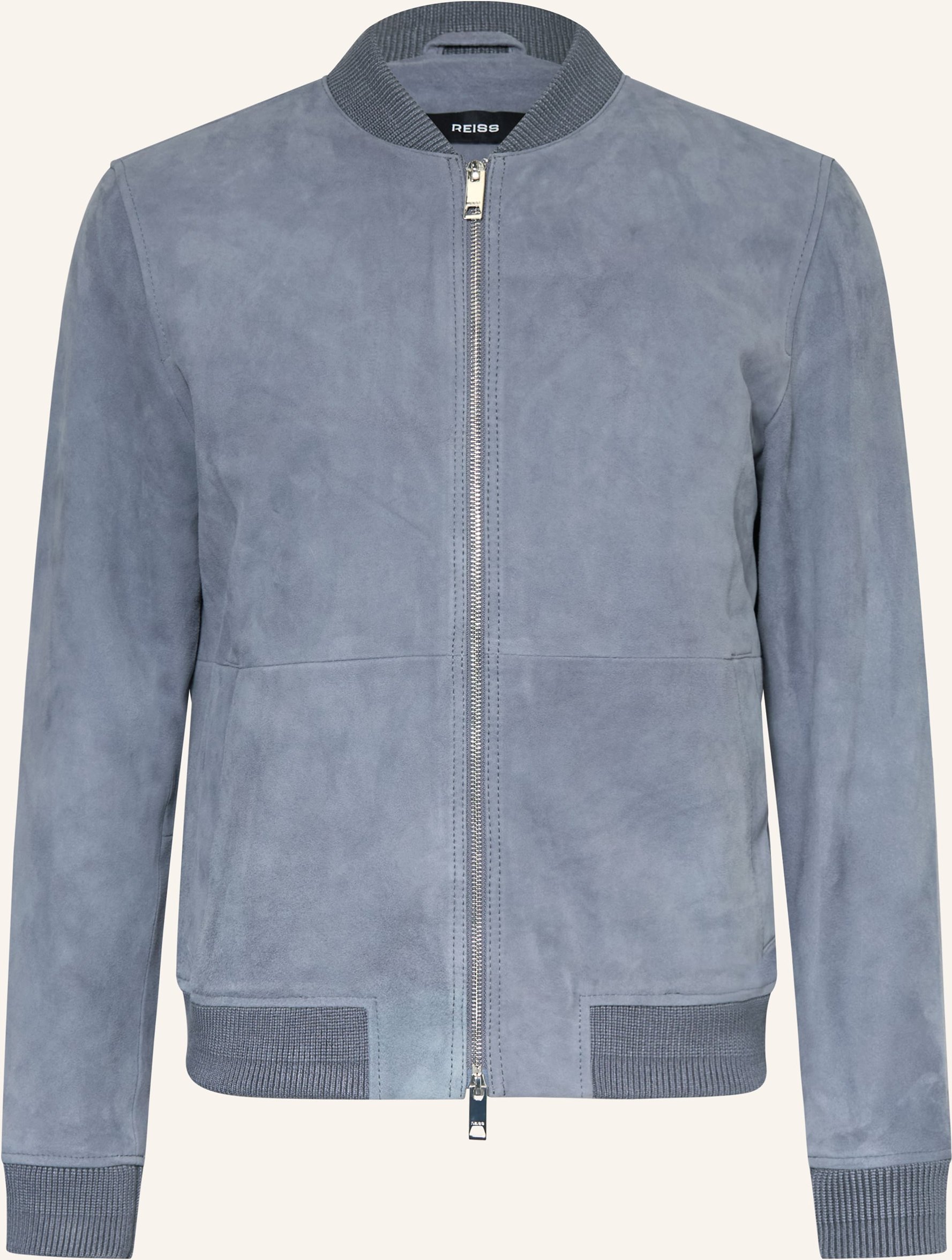 Reiss Lederjacke Burnham blau