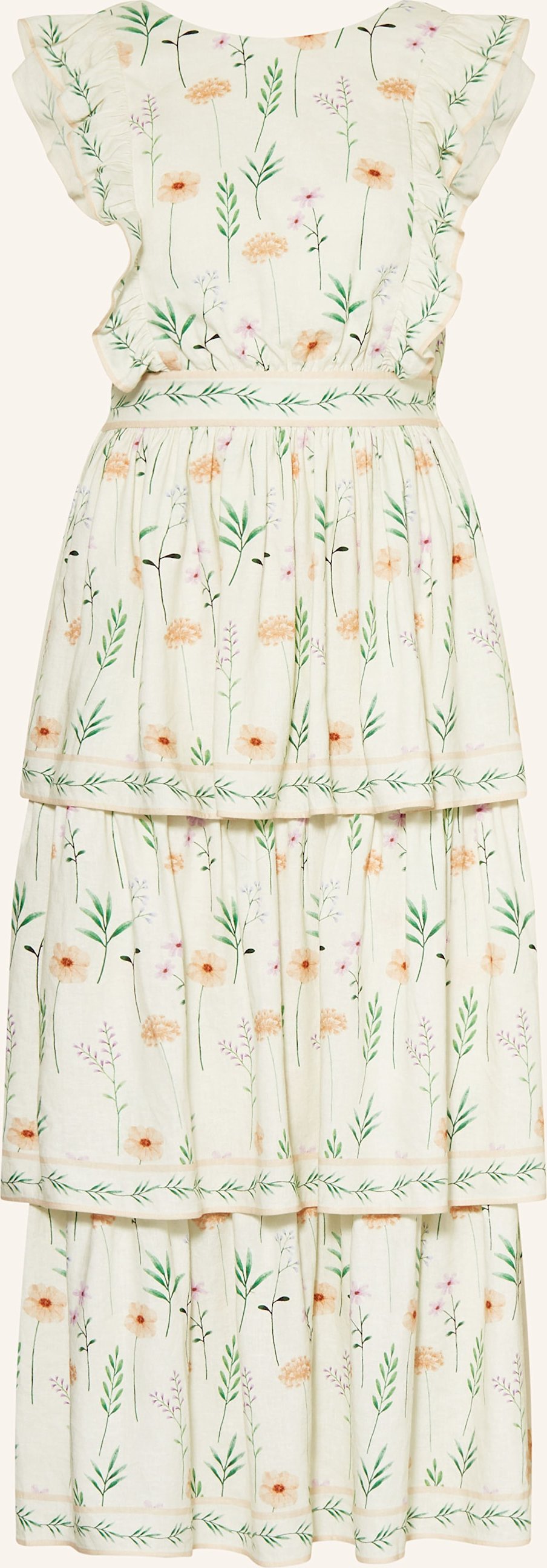 Mrs & Hugs Leinenkleid Mit Volants weiss