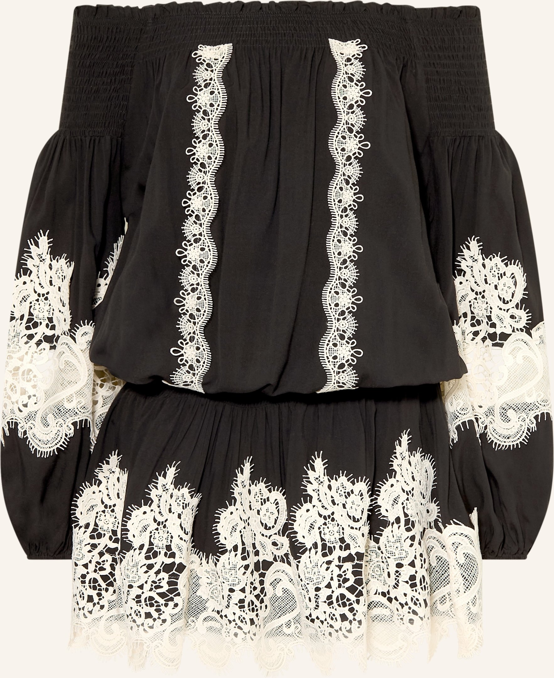 Miss June Off-Shoulder-Kleid Laurel Mit Spitze schwarz