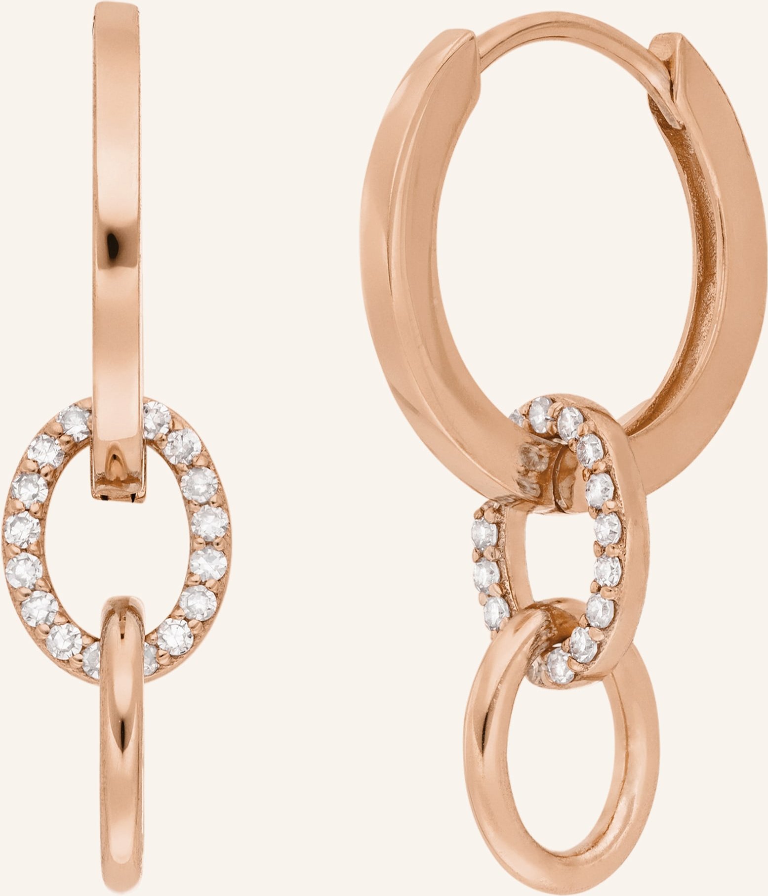 Leaf Creolen Eternal Touch Aus 14 Karat Roségold Mit Diamanten rosegold