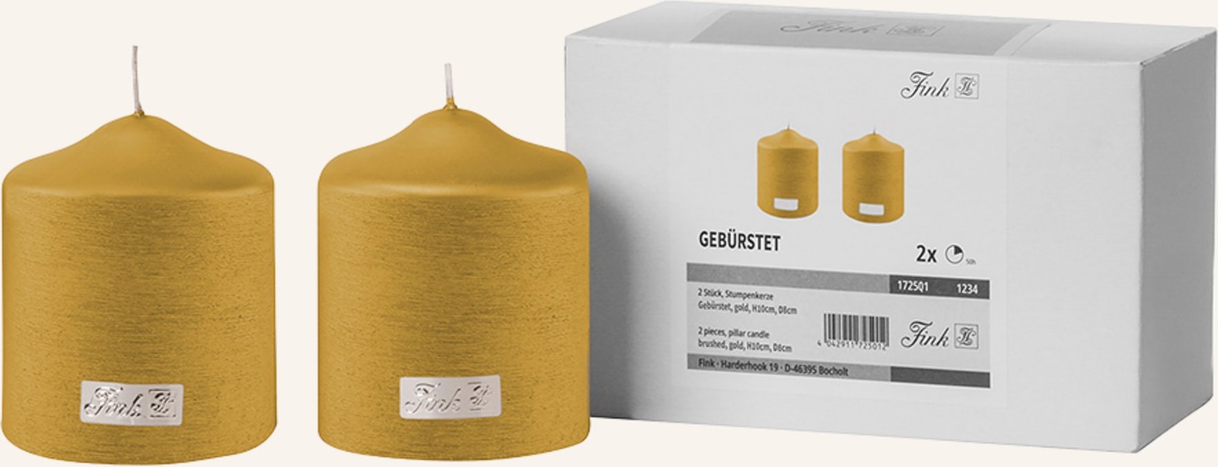 Fink Metallic Stumpenkerze Candle gold