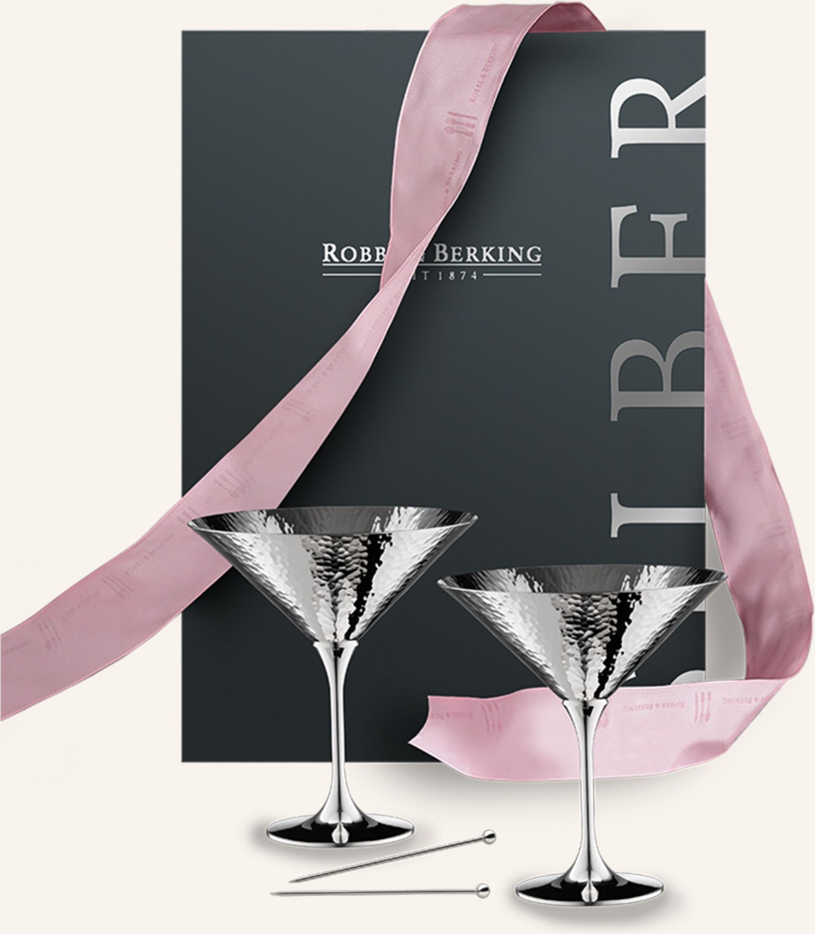 Robbe & Berking Cocktail-Geschenkset Martelé (90g Versilbert) silber