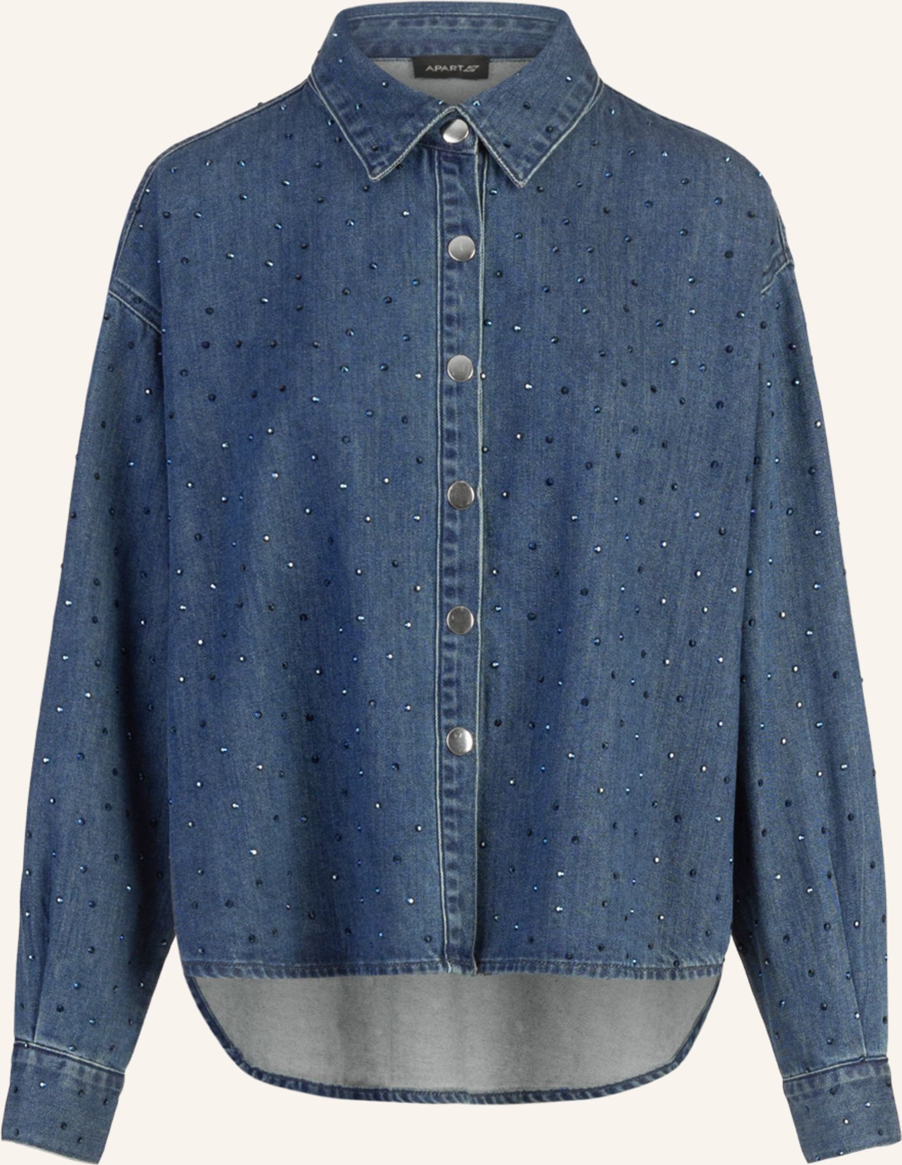 Thumbnail - Apart Jeanshemd Mit Kristallsteinen blau