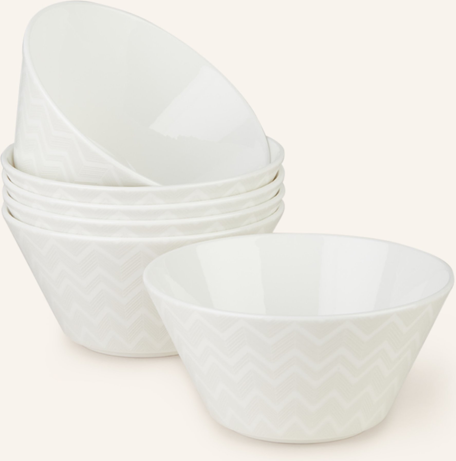 Missoni Home 6er-Set Schalen Zig Zag weiss