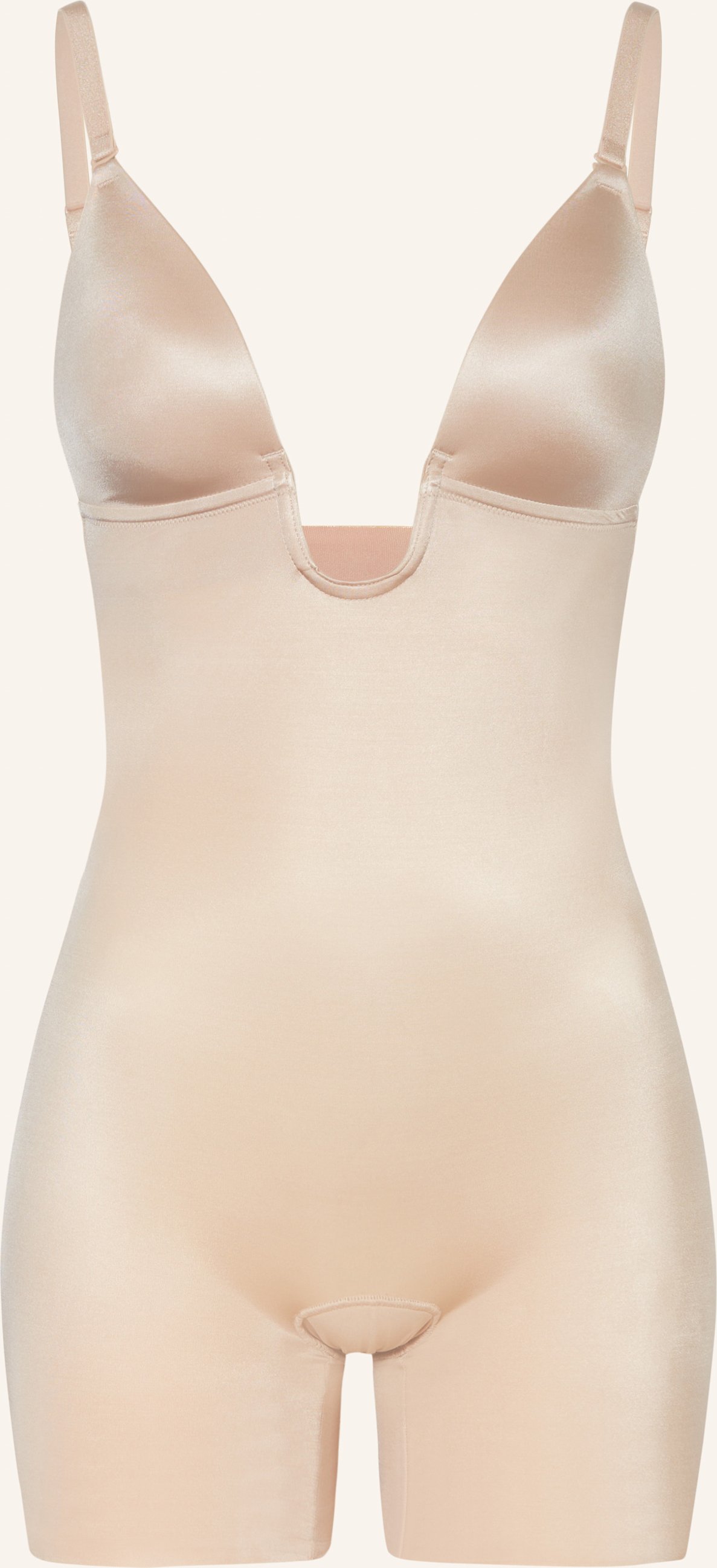 Spanx Shape-Body Suit Your Fancy Plunge Low-Back Mid-Thigh beige