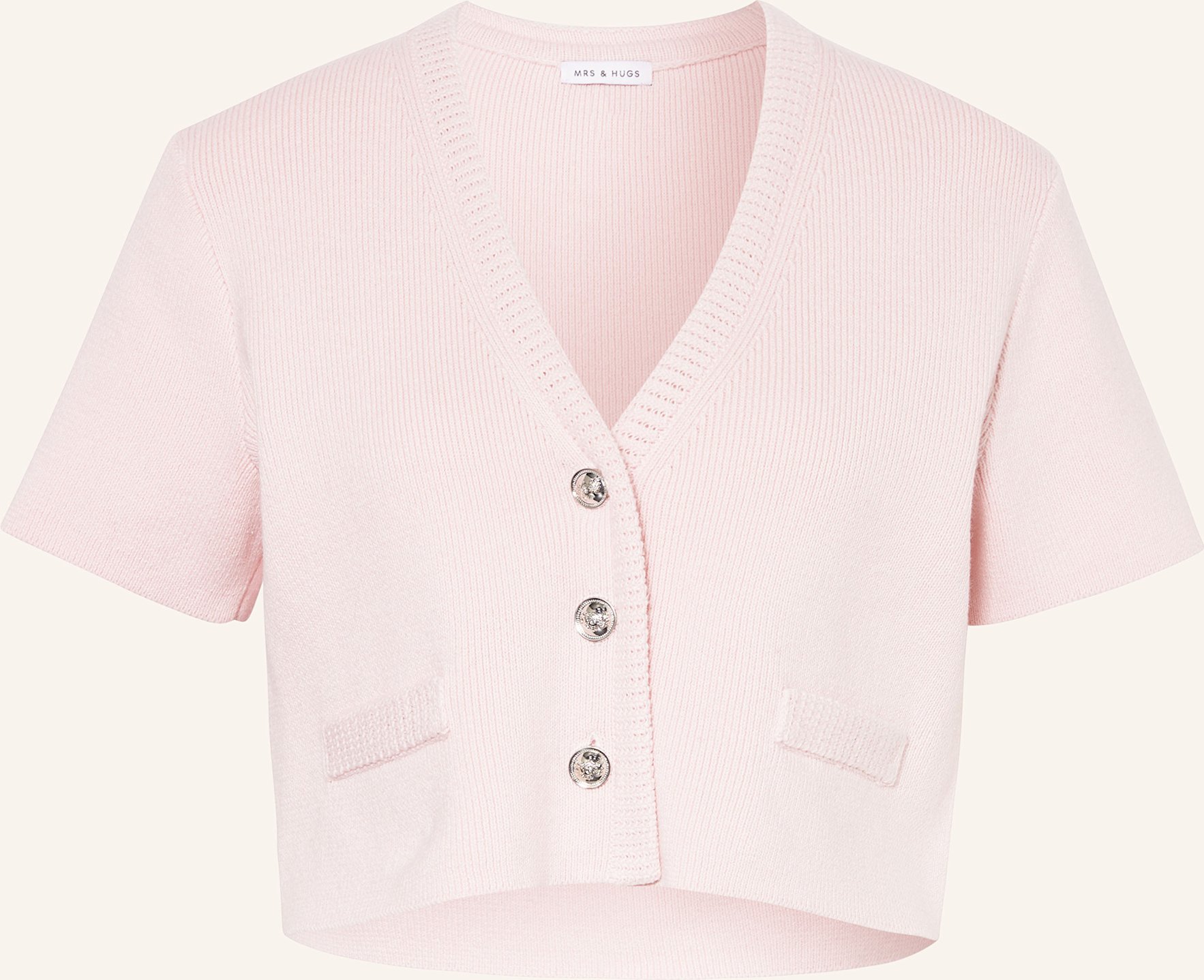 Thumbnail - Mrs & Hugs Cropped-Strickjacke rosa