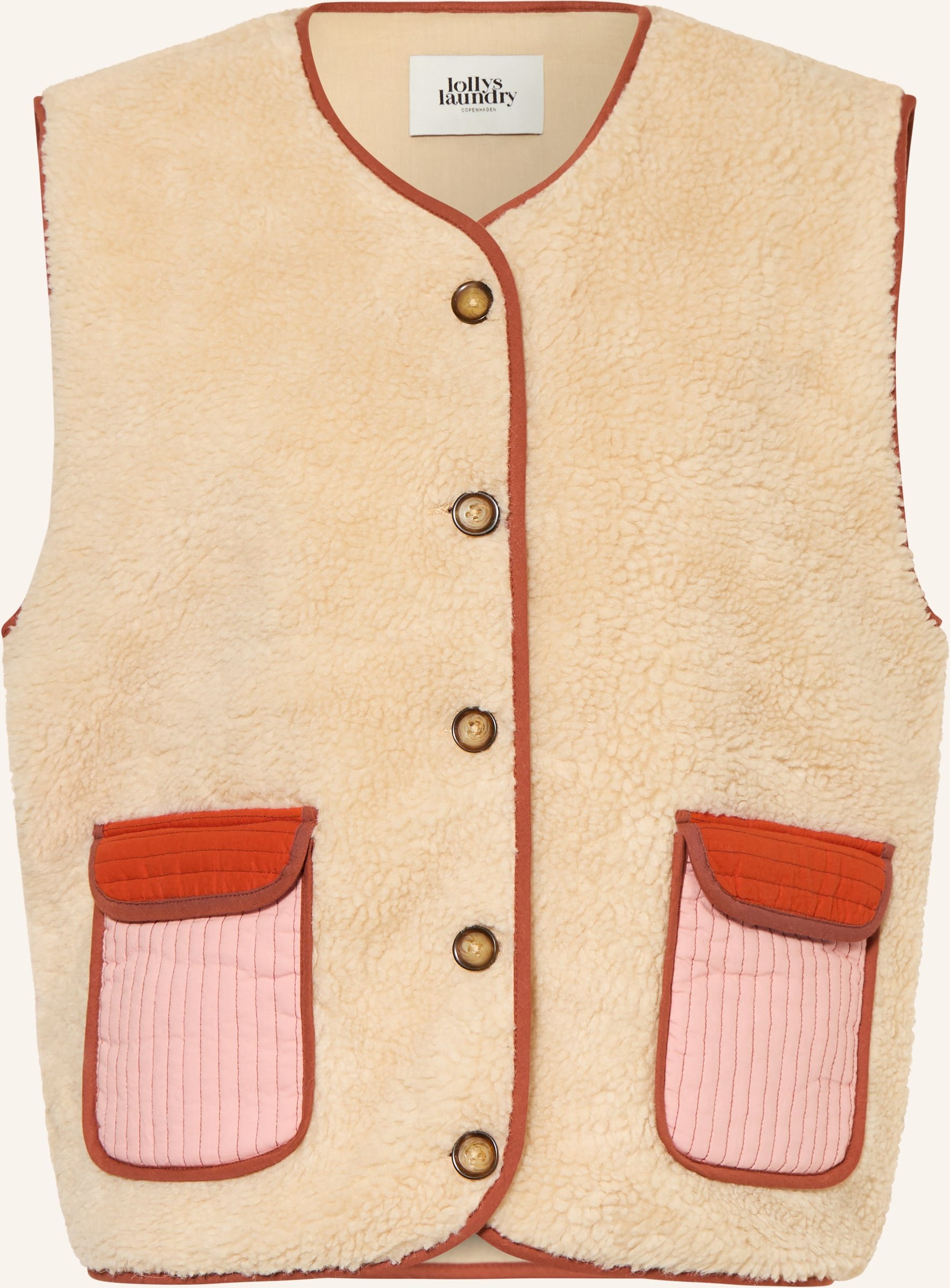 Lollys Laundry Teddyfell-Weste Jacell beige