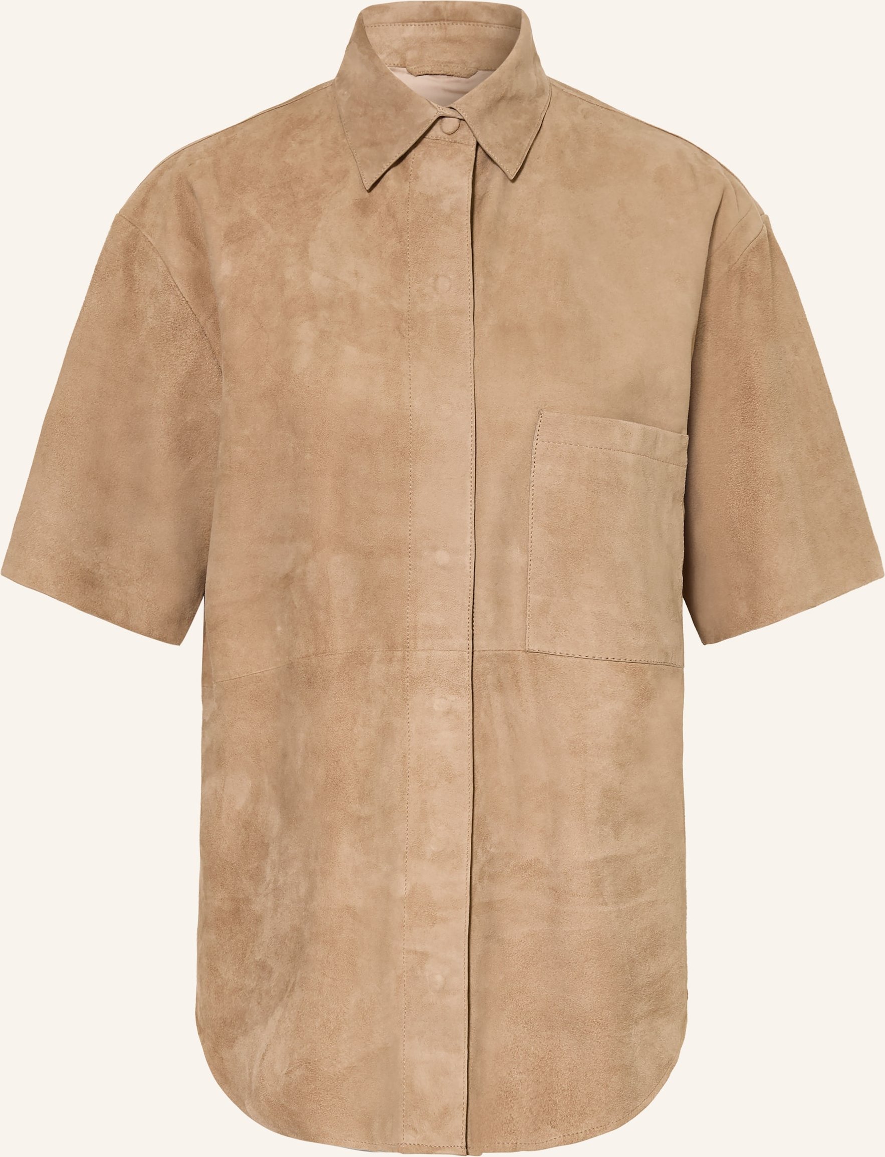 Mrs & Hugs Hemdbluse Aus Leder beige