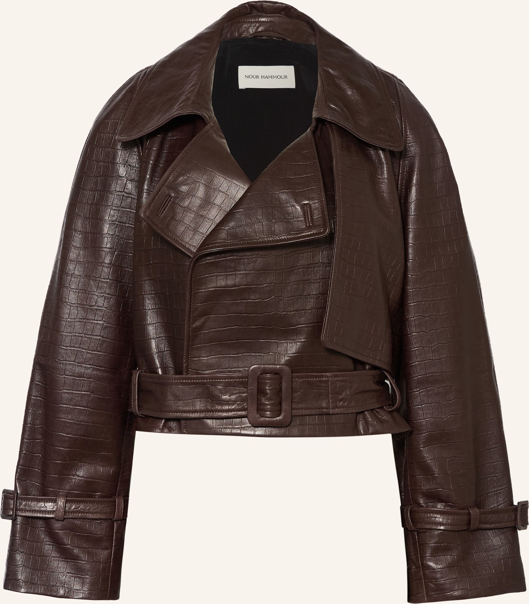 Nour Hammour Lederjacke Hatti braun