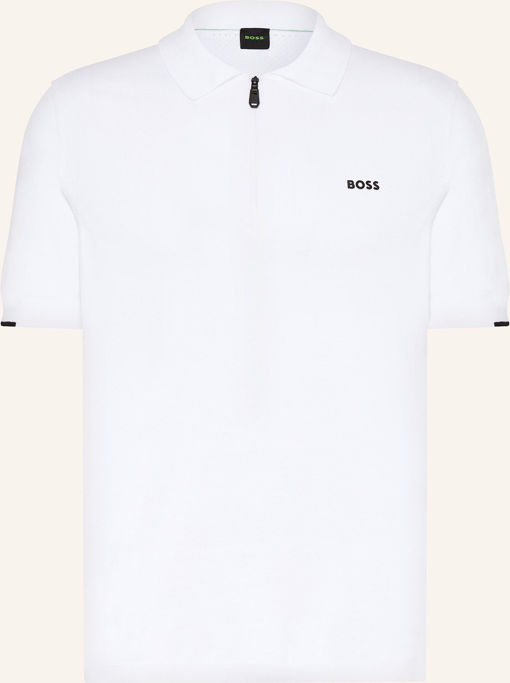 Boss Strick-Poloshirt Ever weiss