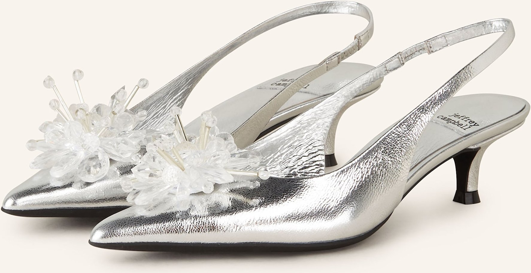 Jeffrey Campbell Slingpumps Persona-Ji Mit Schmuckperlen silber