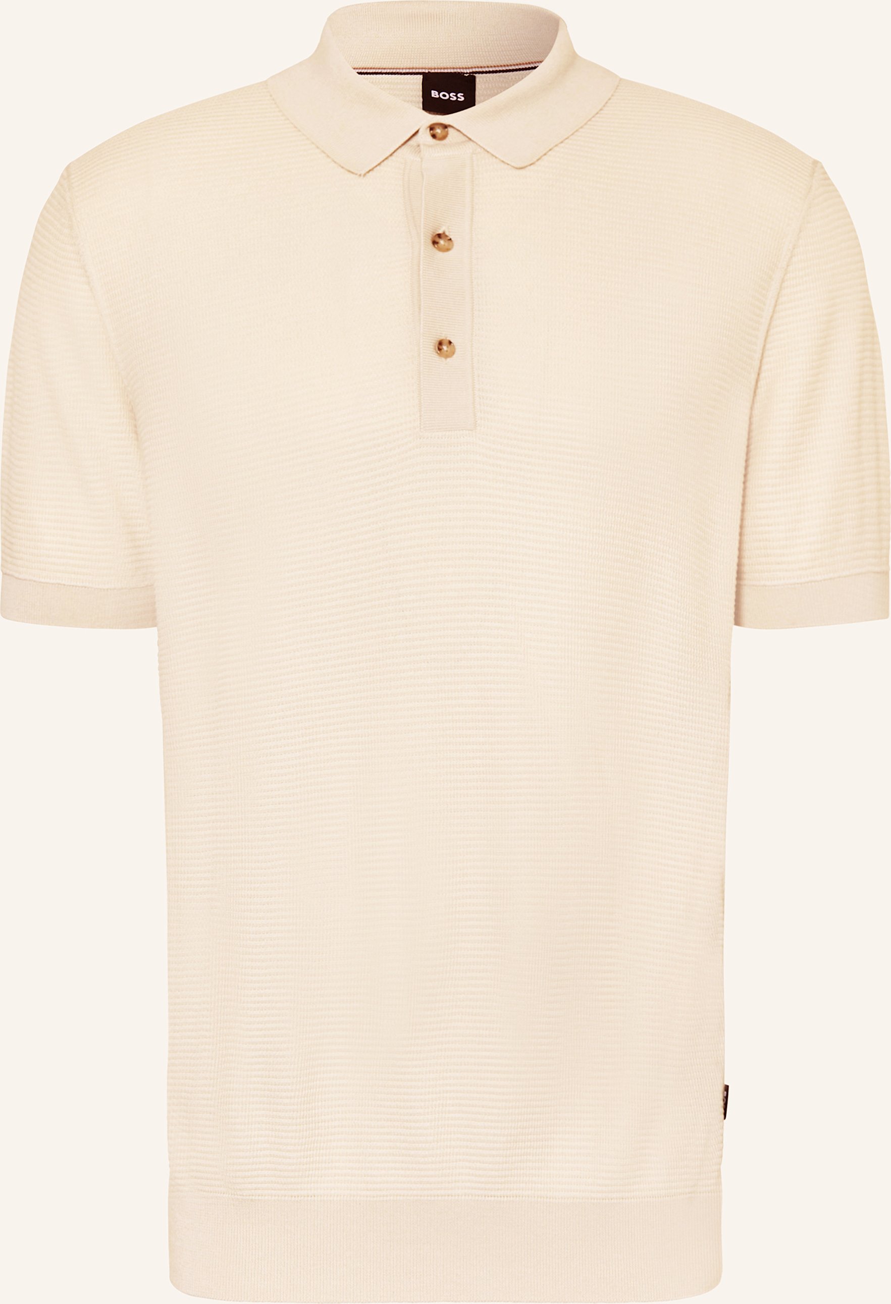 Thumbnail - Boss Strick-Poloshirt Iannotti Regular Fit beige