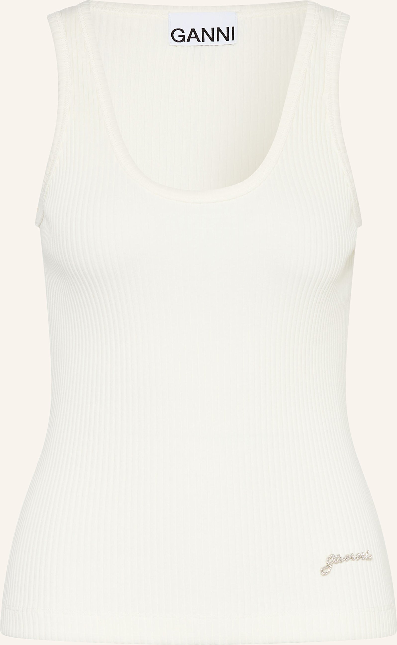 Ganni Top Mit Schmucksteinen weiss