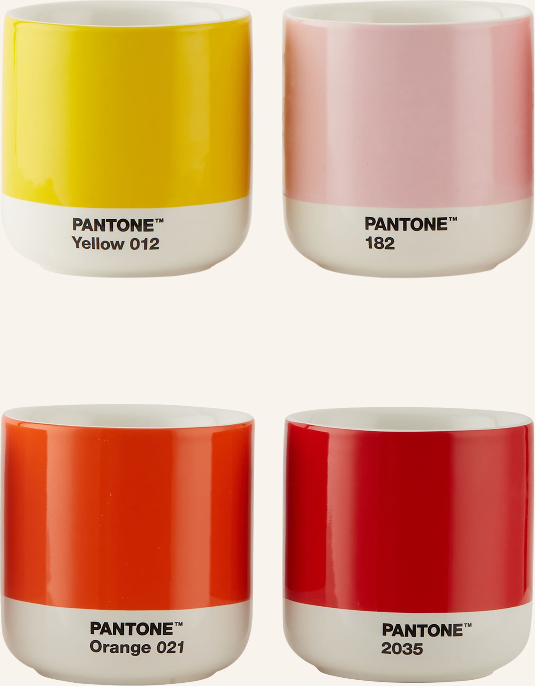 Pantone 4er-Set Thermobecher Cortado gelb
