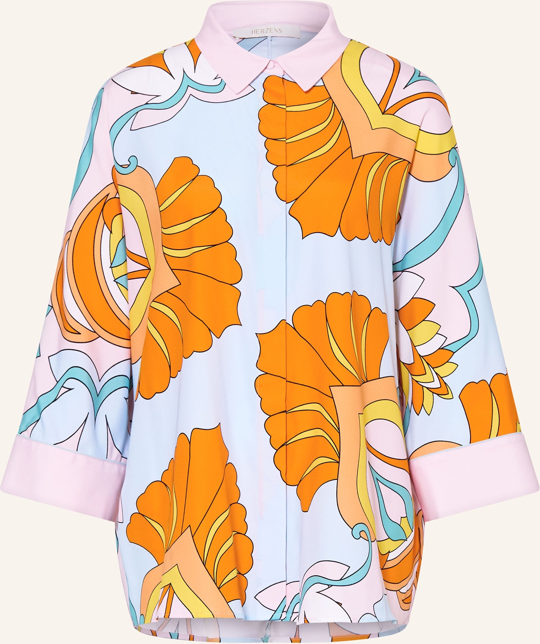 Herzens Hemdbluse Aus Seide Mit 3/4-Arm orange