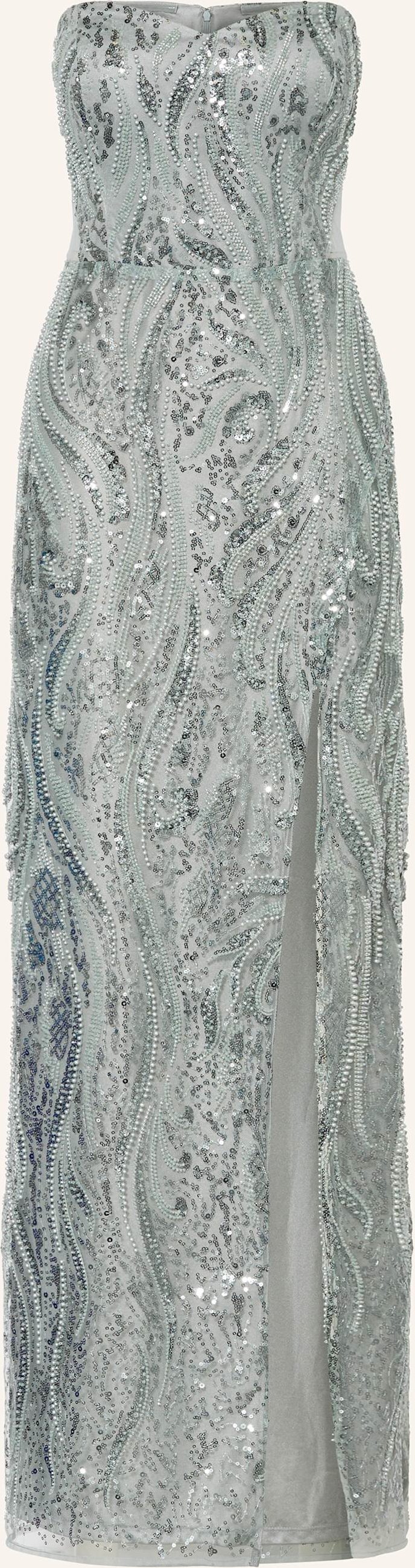 Vm Vera Mont Abendkleid Mit Pailletten Und Schmuckperlen grau