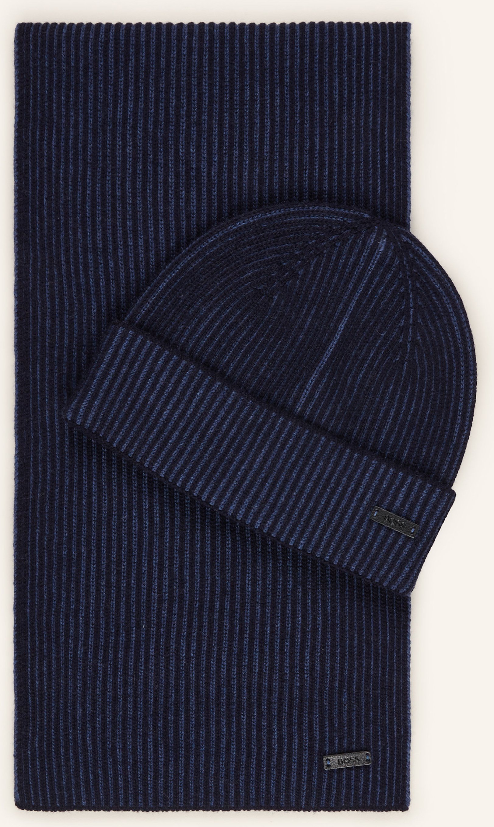 Boss Set: Schal Und Mütze Ercole Mit Geschenkbox blau