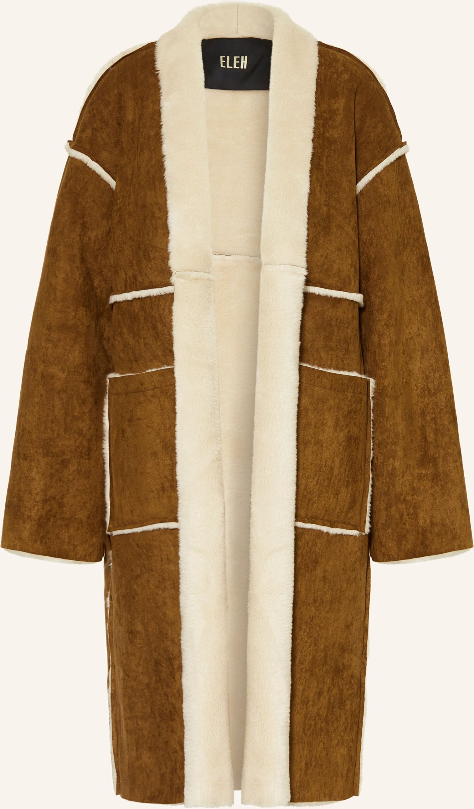 Eleh Mantel In Lederoptik Mit Kunstfell braun