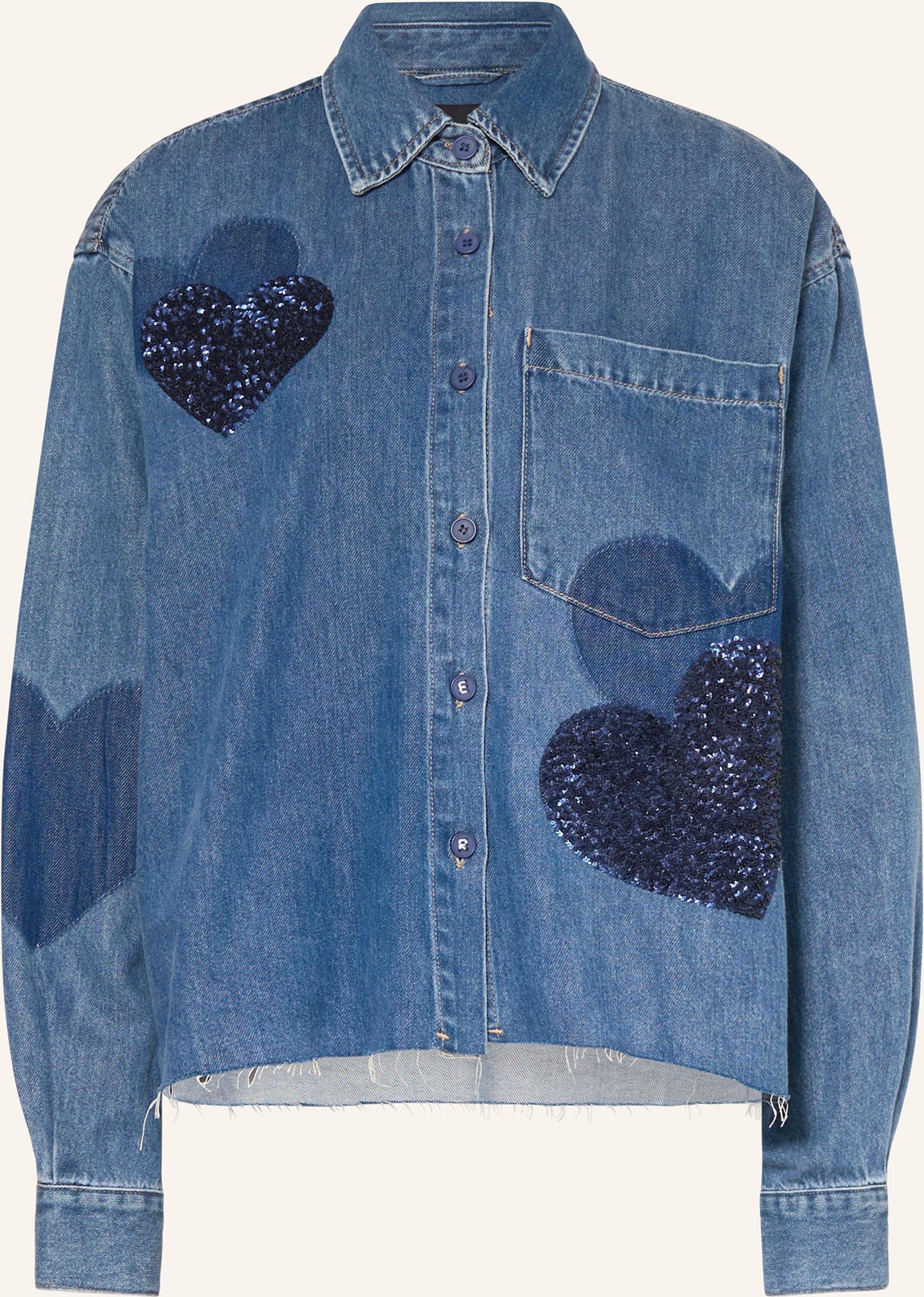 Elias Rumelis Jeansbluse Beba Mit Pailletten blau