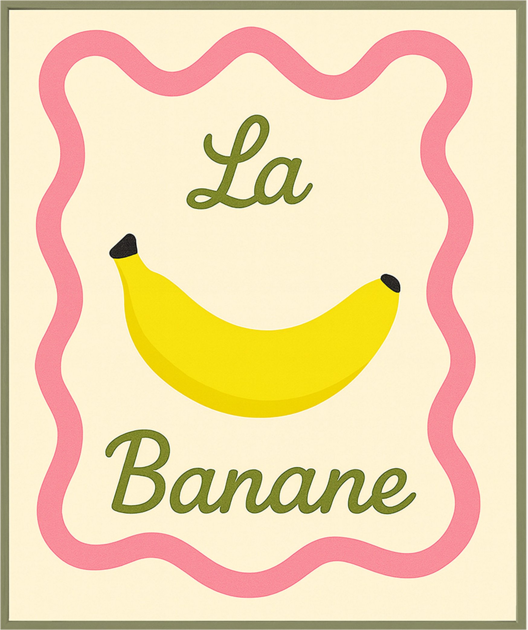 Liv Corday Wandbild Die Banane Mit Rahmen gruen