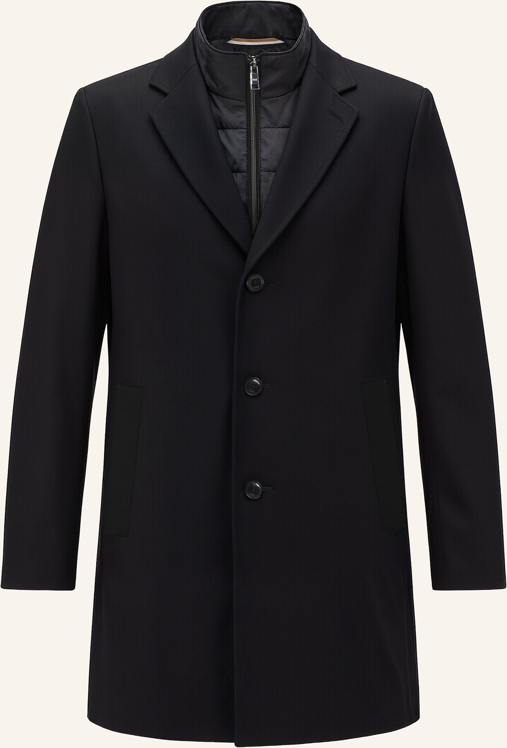 Boss Klassischer Mantel H-Hyde-Bib-254 Slim Fit schwarz