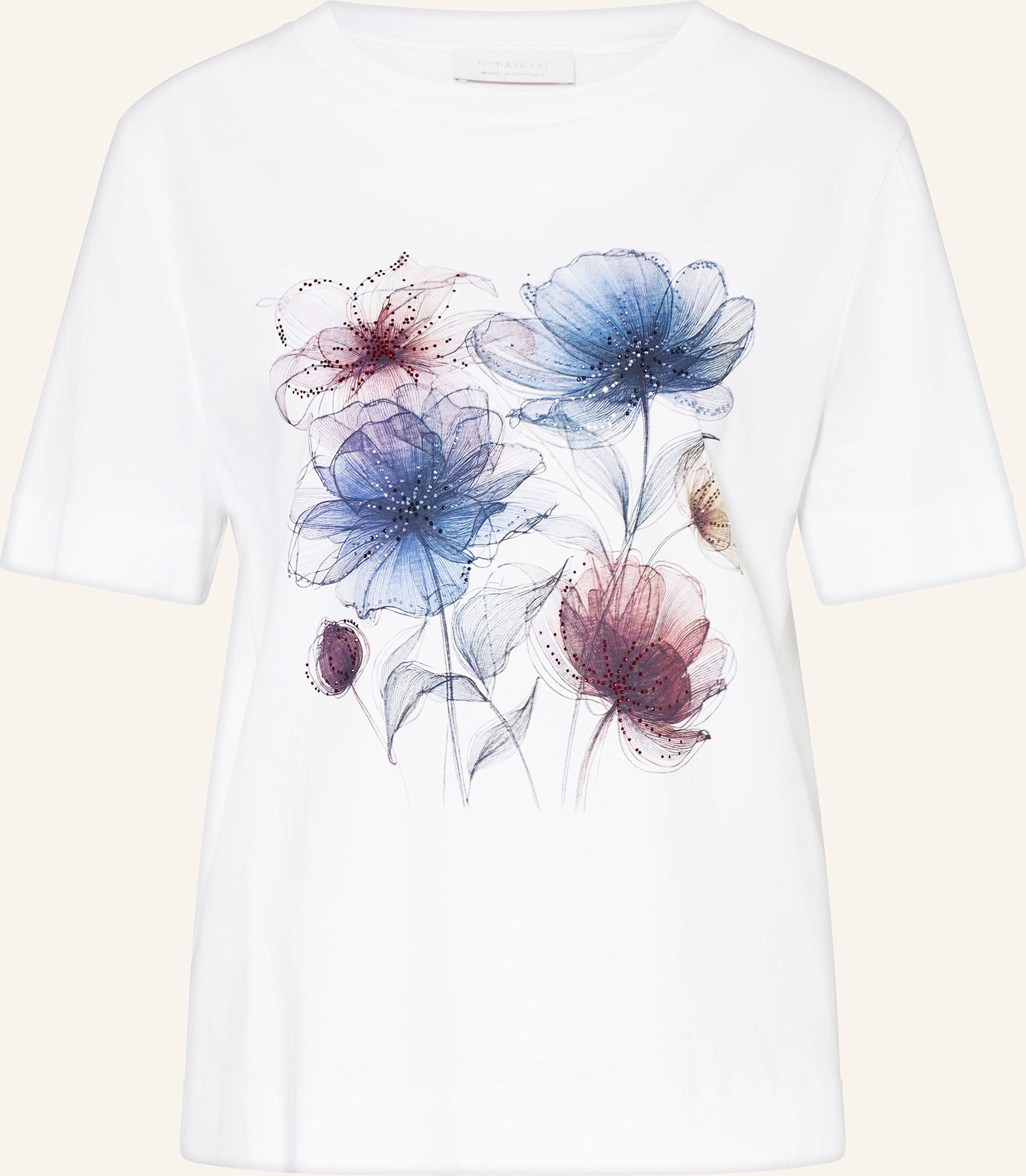 Rich & Royal T-Shirt Mit Schmucksteinen weiss