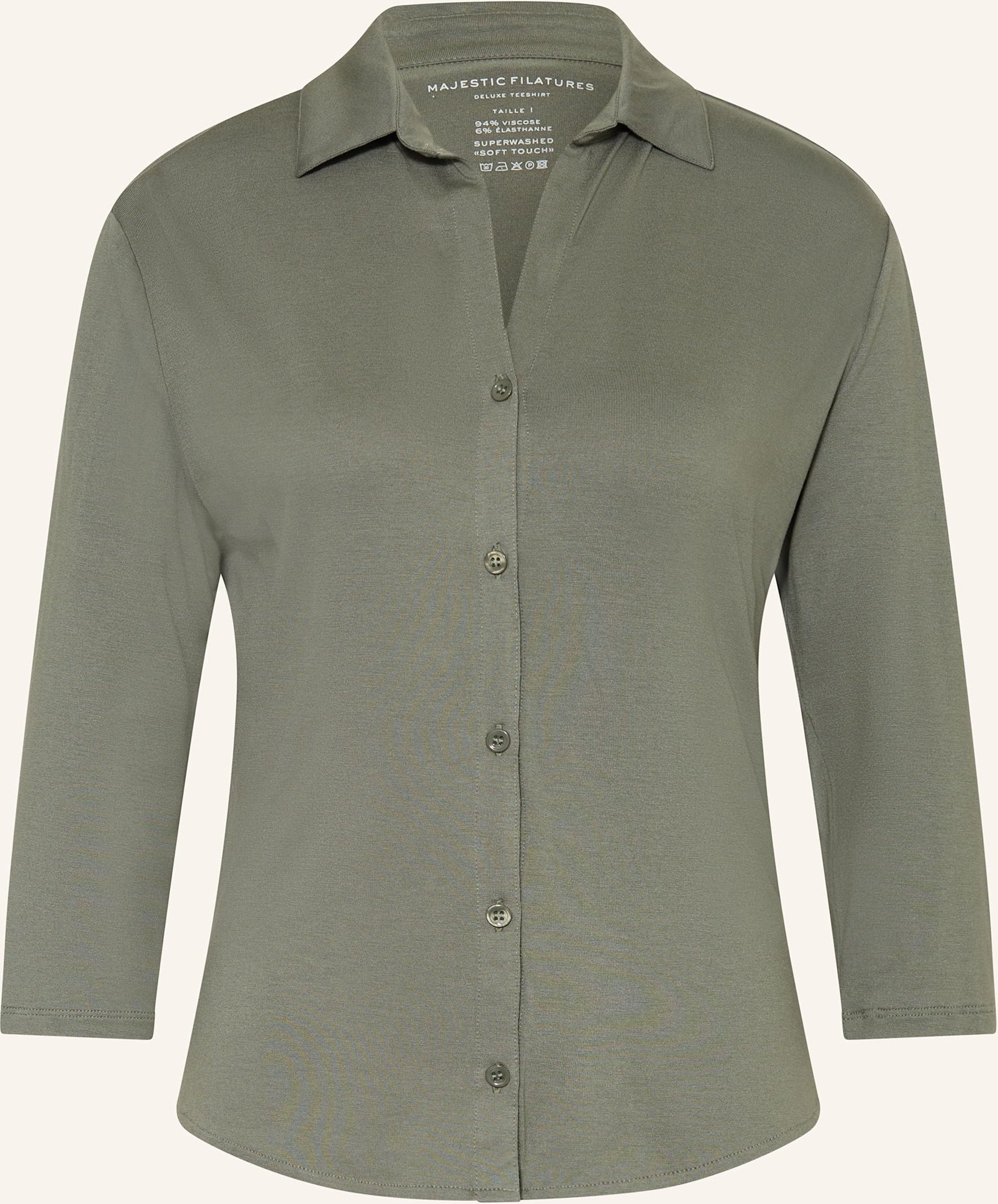 Majestic Filatures Cropped-Hemdbluse Mit 3/4-Arm gruen