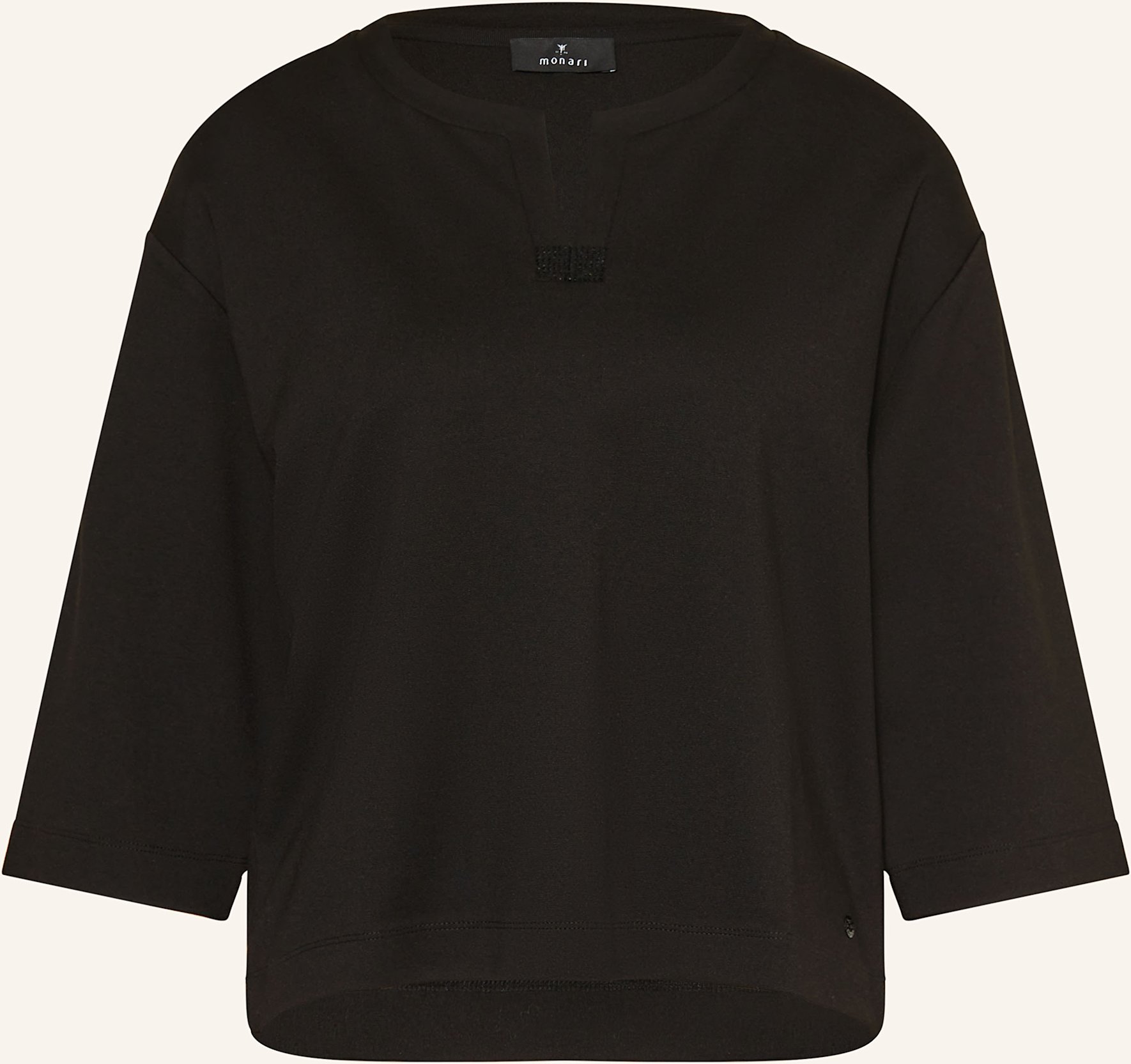 Monari Sweatshirt Mit 3/4-Arm Und Schmucksteinen schwarz